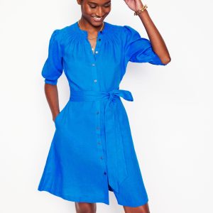 Ada Linen Short Dress-Cerulean blue