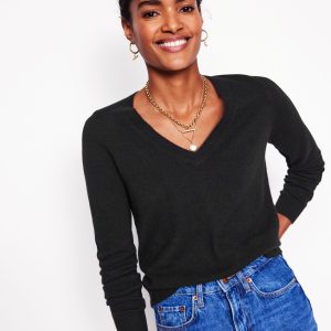 Eva Cashmere V-Neck Sweater-Black