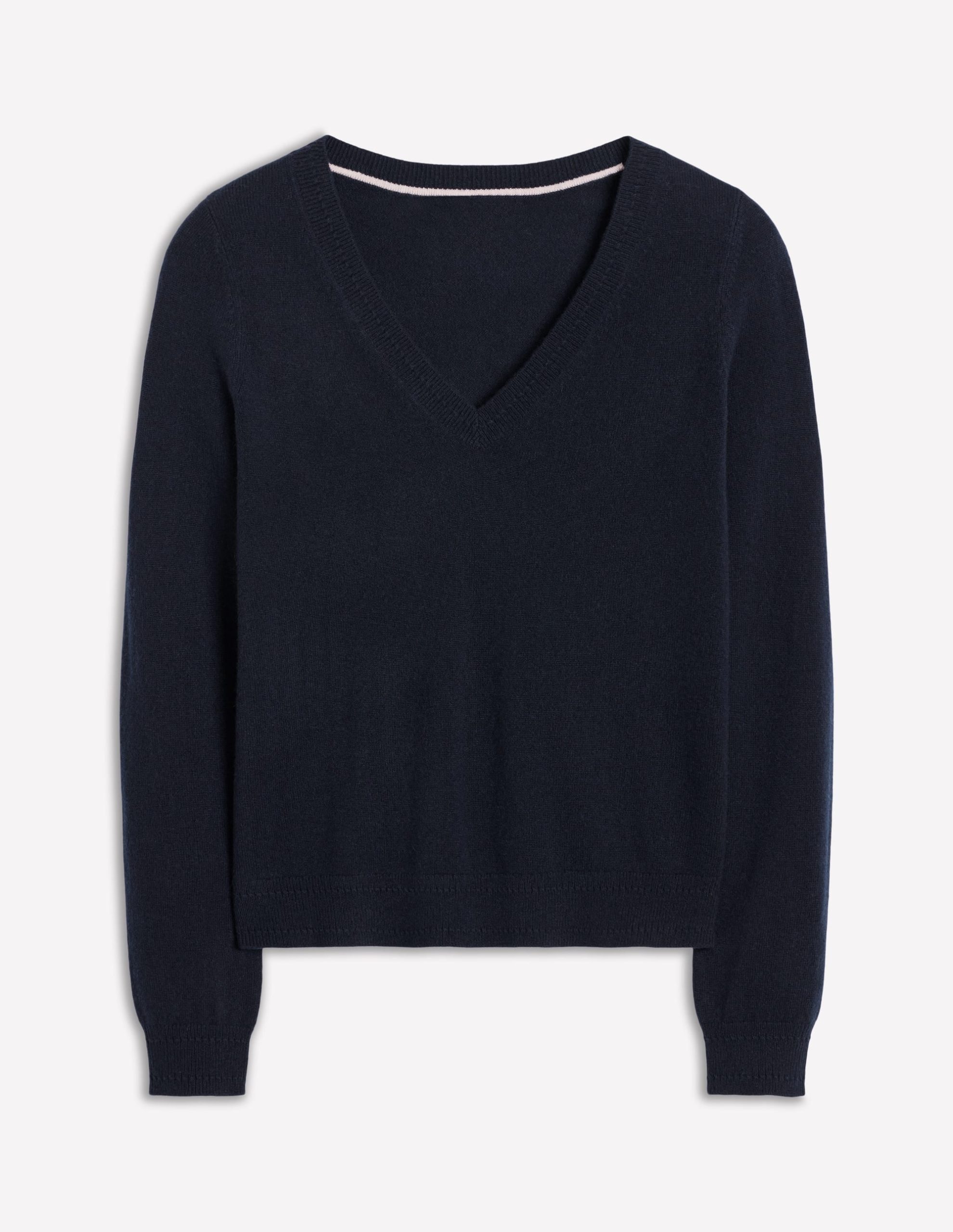 Eva Cashmere V-Neck Sweater-Navy - Image 6