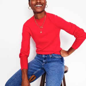 Imi Scalloped Sweater-Strawberry Tart  Red