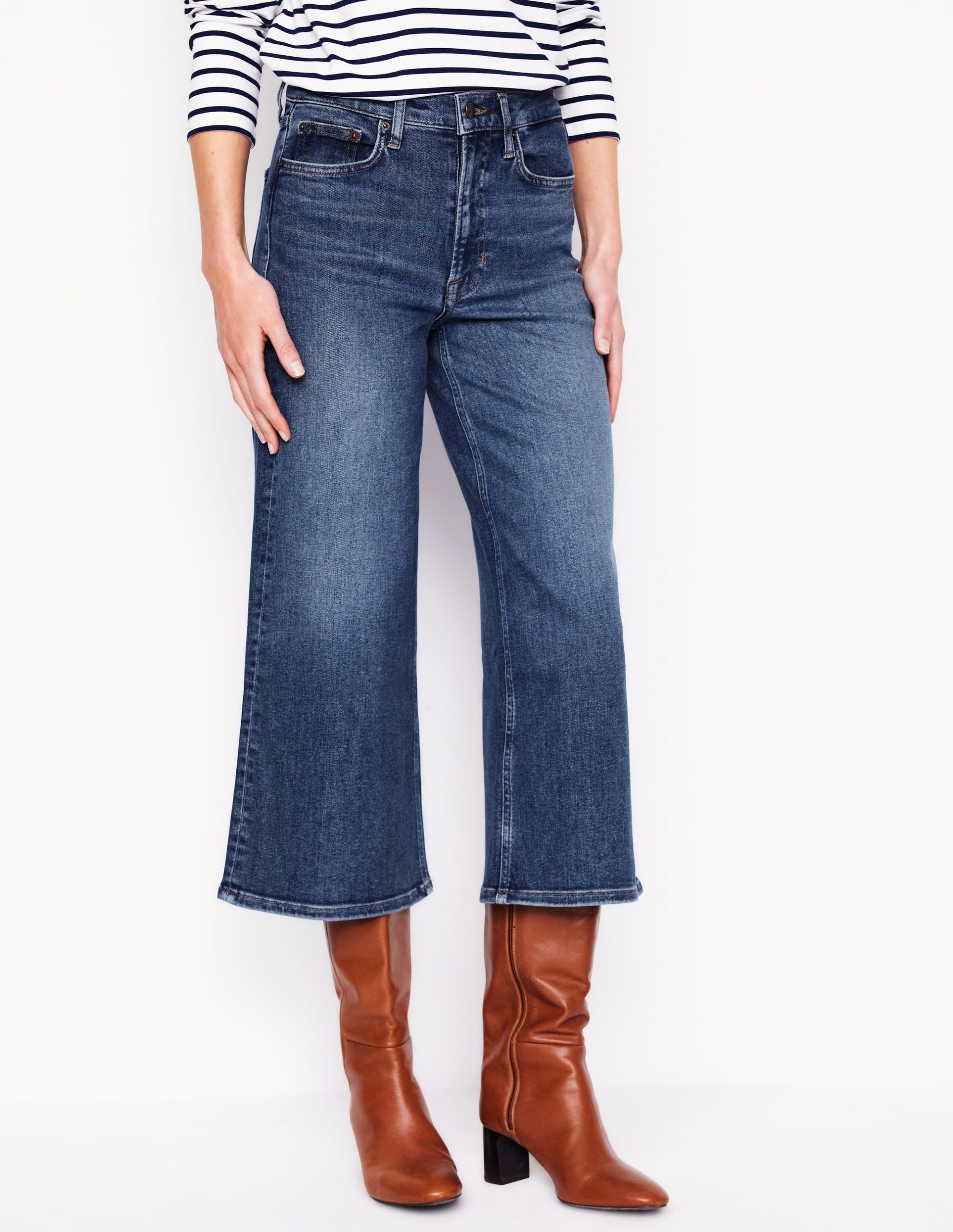 High Rise Wide Crop Jeans-Mid Vintage - Image 5
