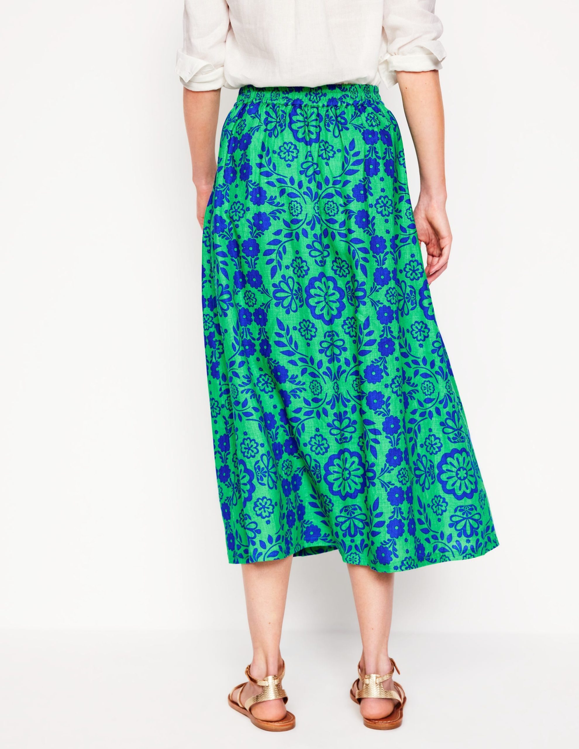Verity Linen Midi Skirt-Structured Meadow Mono - Image 4
