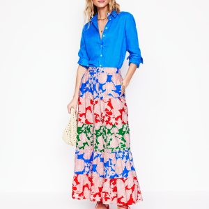 Nadia Poplin Maxi Skirt-Multi. Blossom Cascade