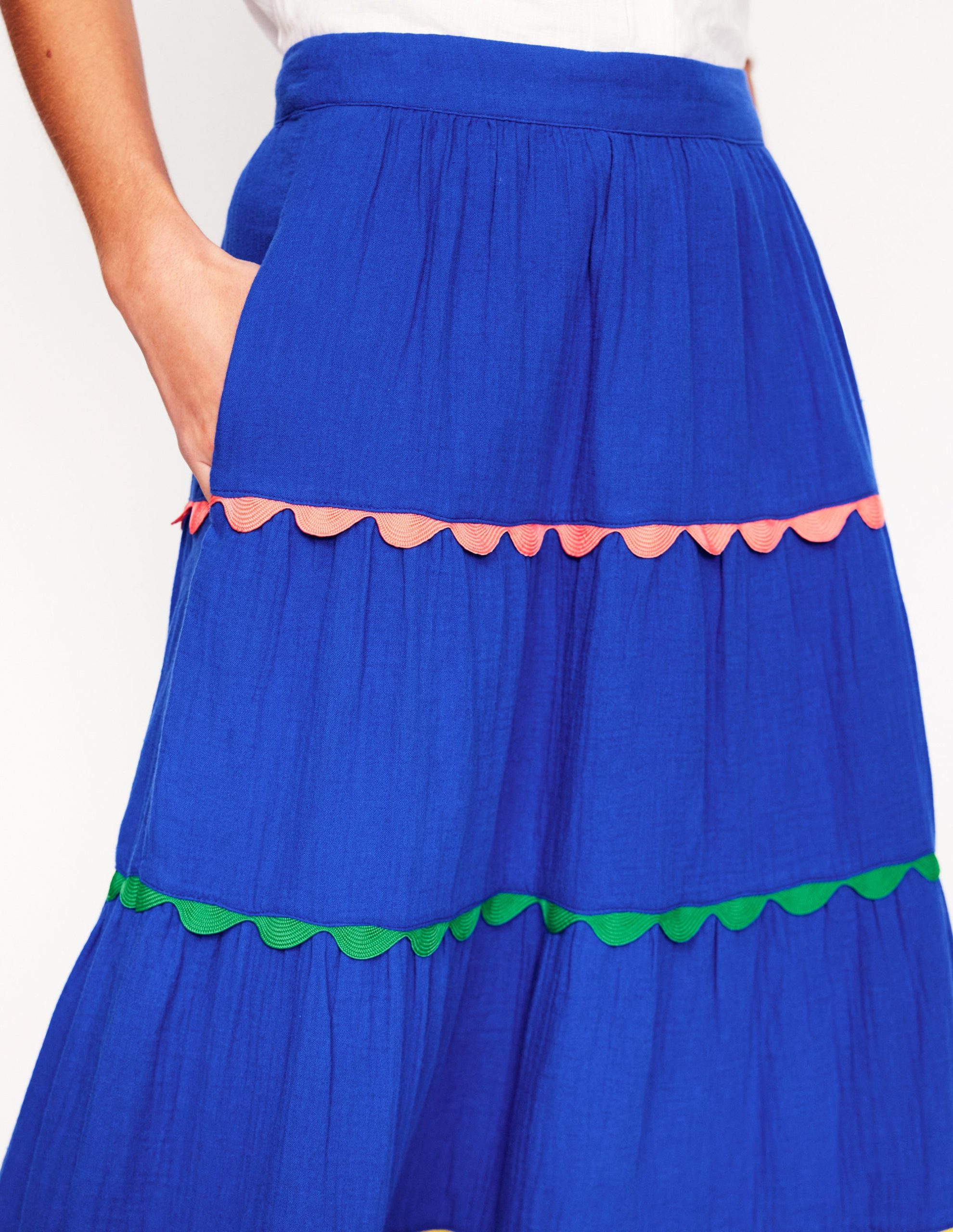 Nadia Double Cloth Maxi Skirt-Bright Blue - Image 2