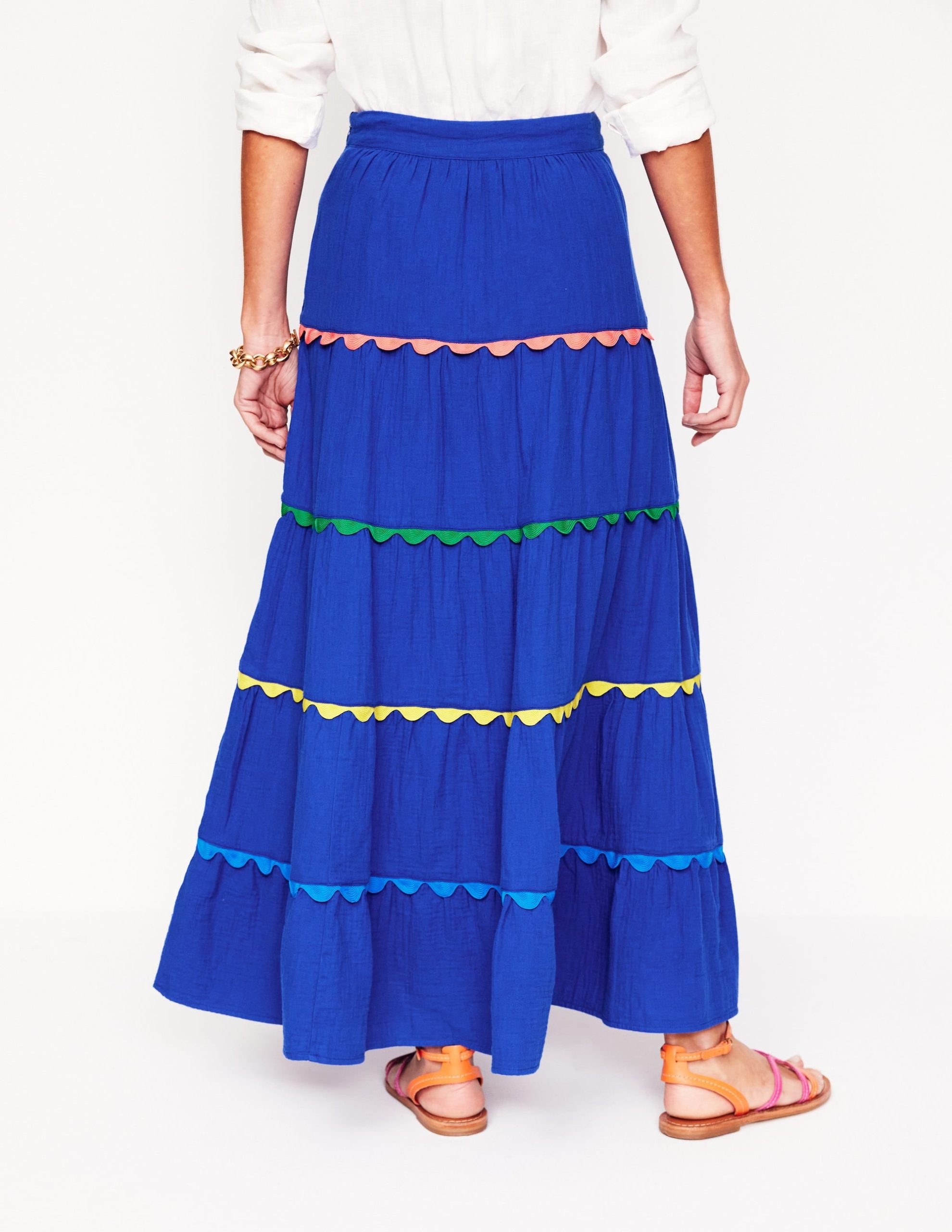 Nadia Double Cloth Maxi Skirt-Bright Blue - Image 3