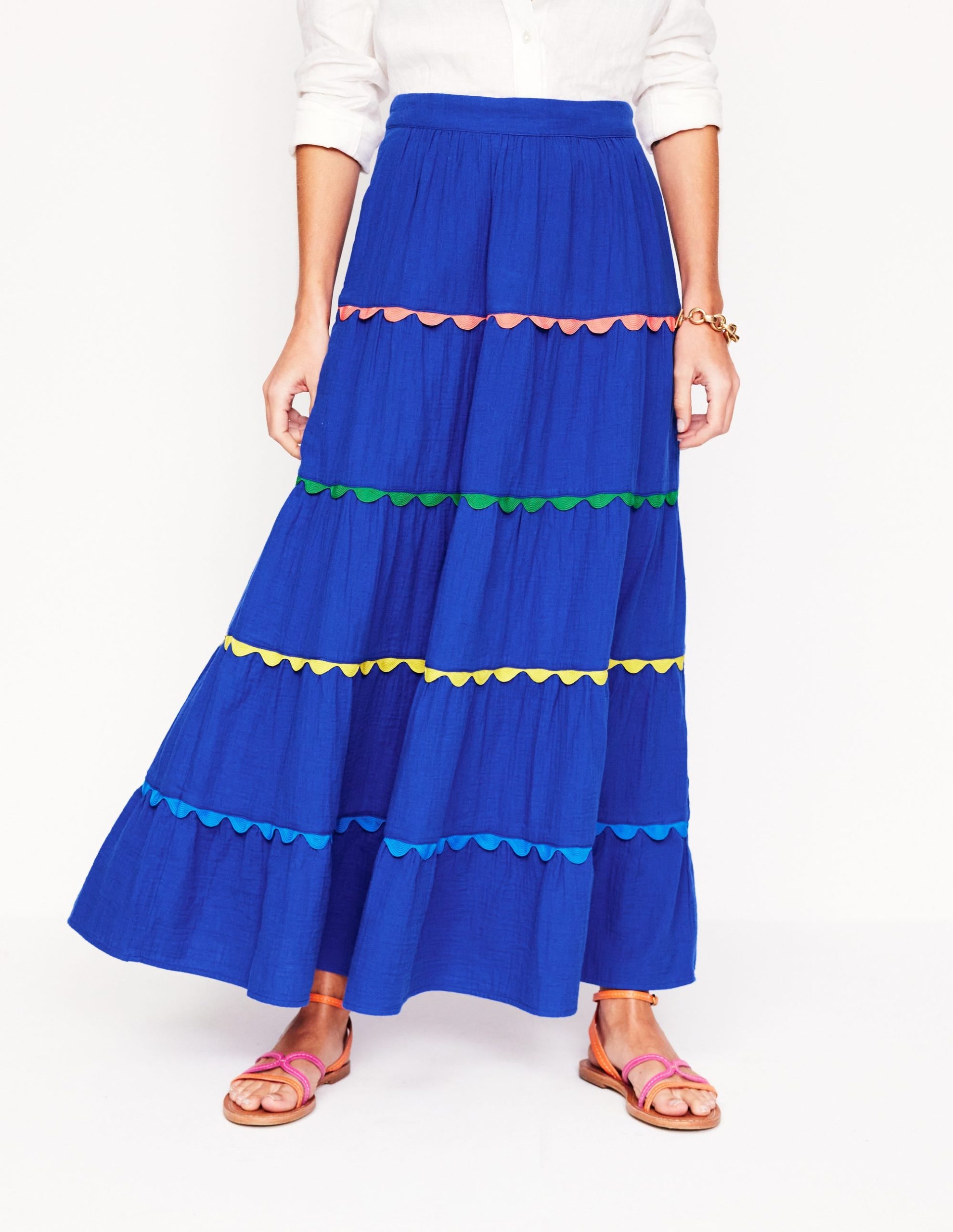 Nadia Double Cloth Maxi Skirt-Bright Blue - Image 4