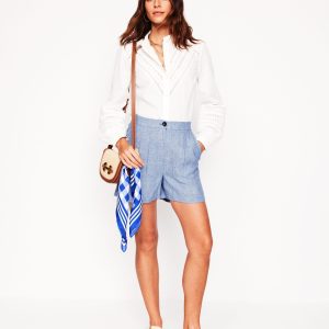 Dulwich Linen Shorts-Grey Blue Chambray