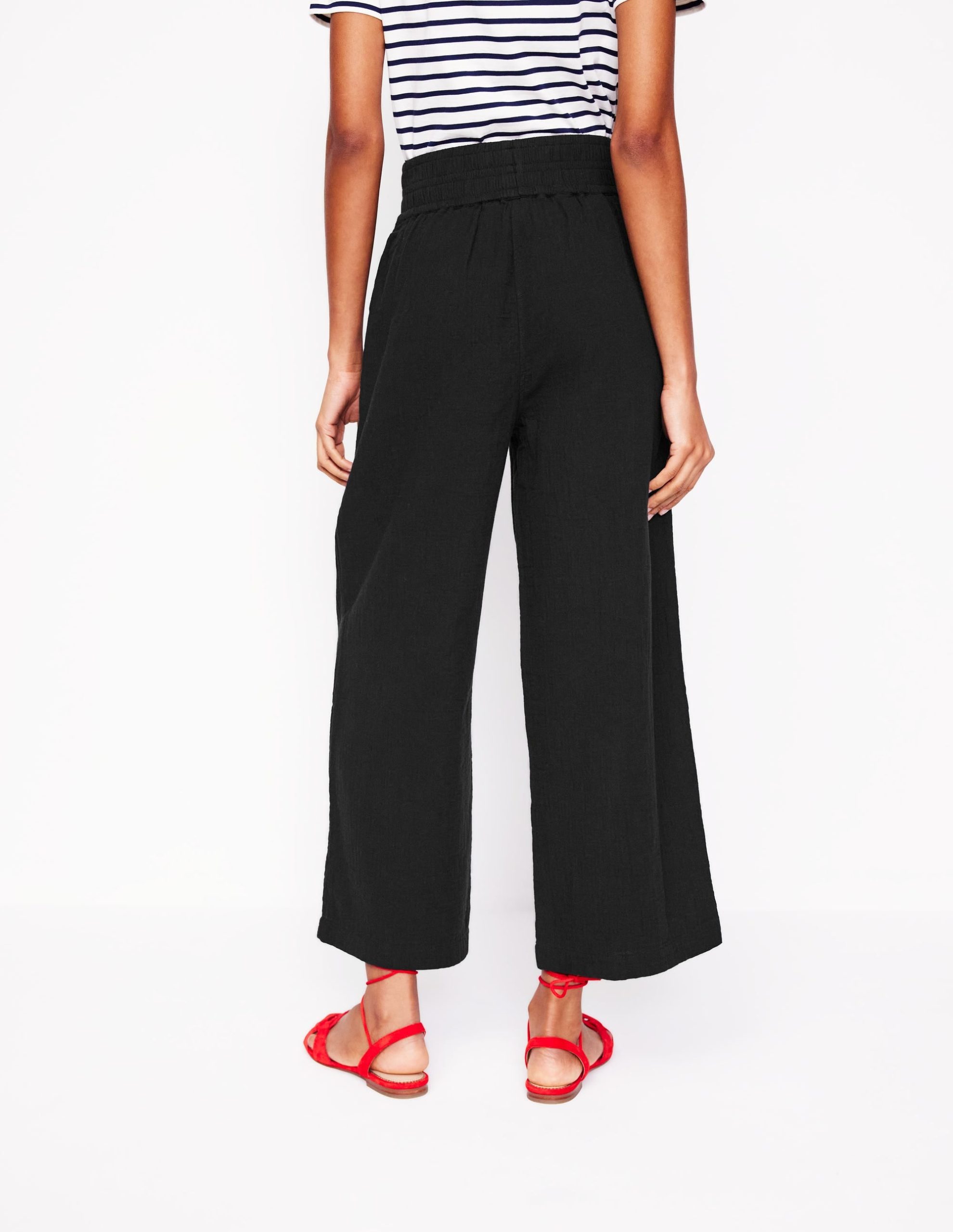 Cropped Double Cloth Pants-Black - Image 4
