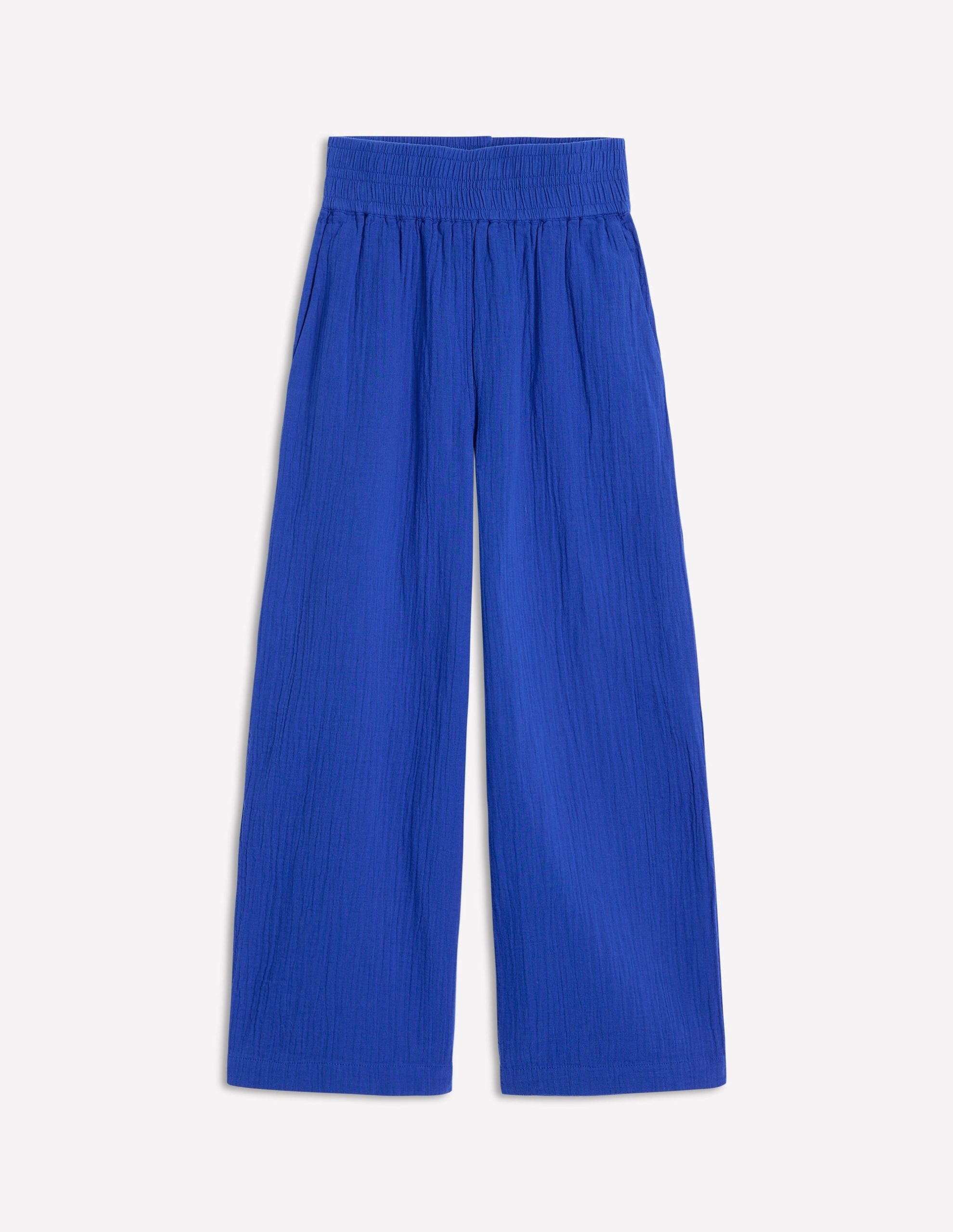 Cropped Double Cloth Pants-Bright Blue - Image 5