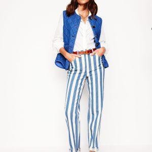 High Rise Stripe Jeans-Marine Wide Stripe