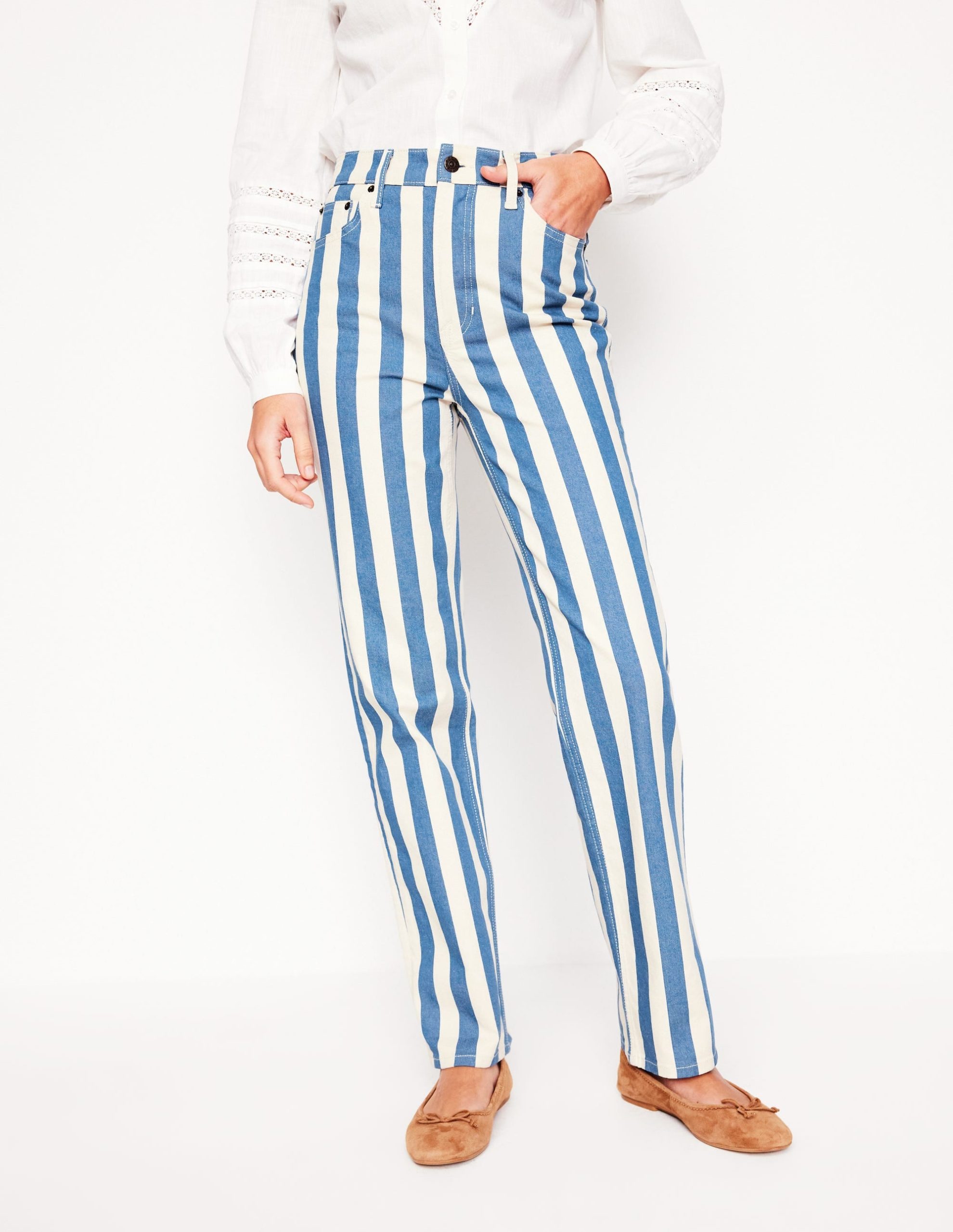 High Rise Stripe Jeans-Marine Wide Stripe - Image 4