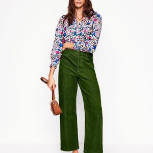 High Rise Straight Cord Jeans-Promenade Green