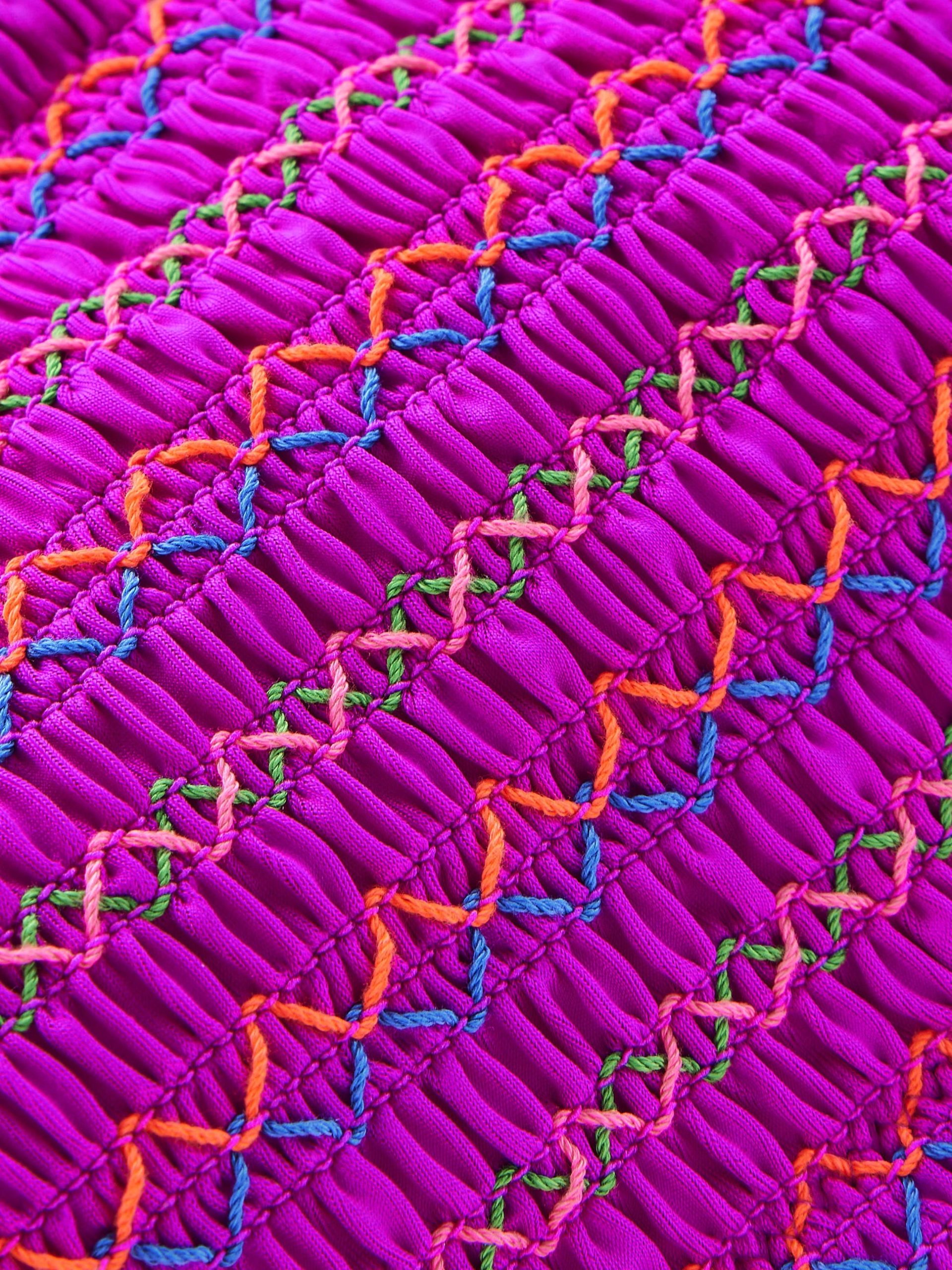 Milos Smocked Bikini Top-Very fuchsia - Image 6