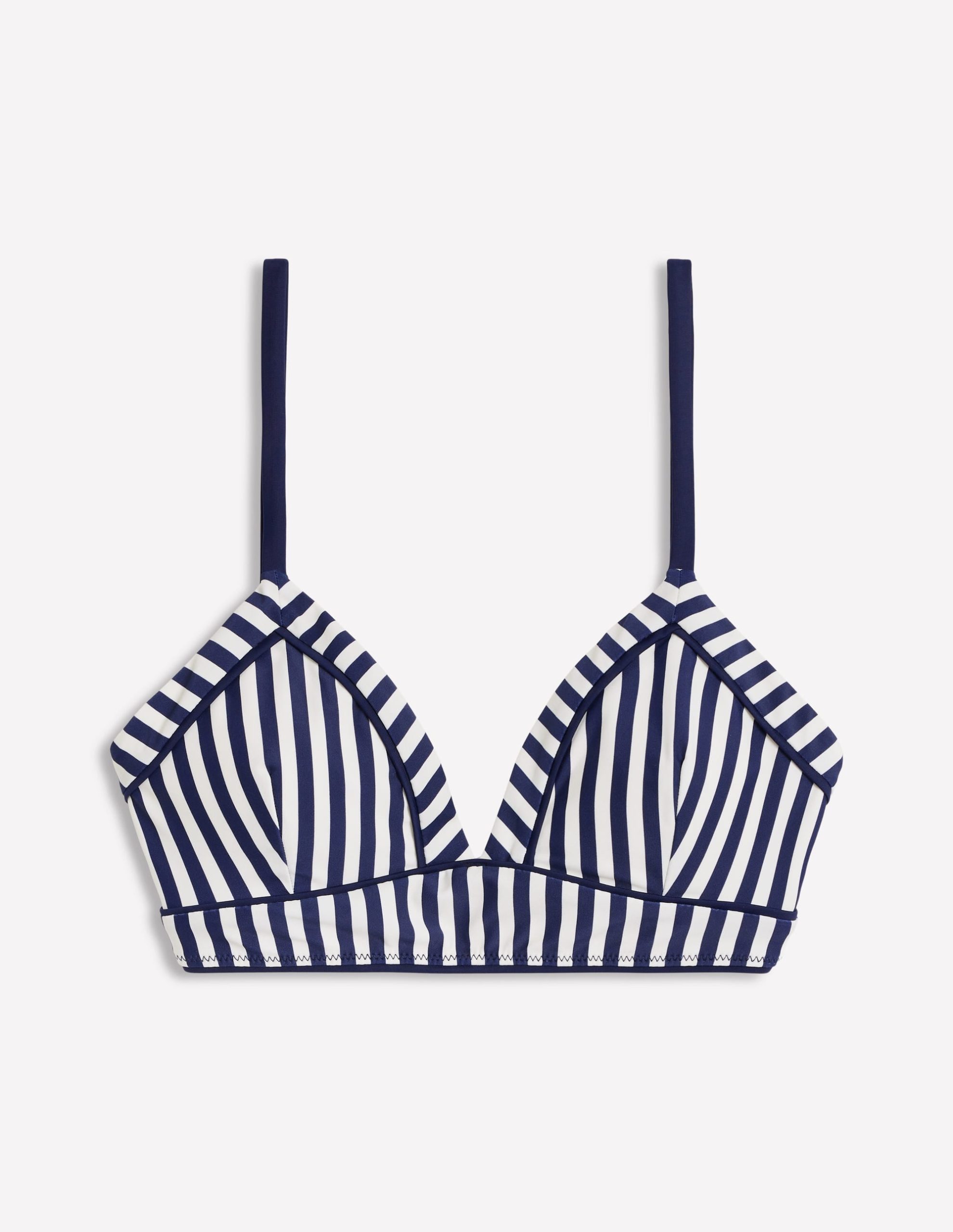Kasos String V Neck Bikini Top-Navy. Ivory Stripe - Image 6
