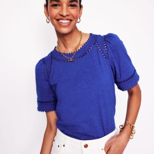 Mila Trim Detail Top-Bright Blue
