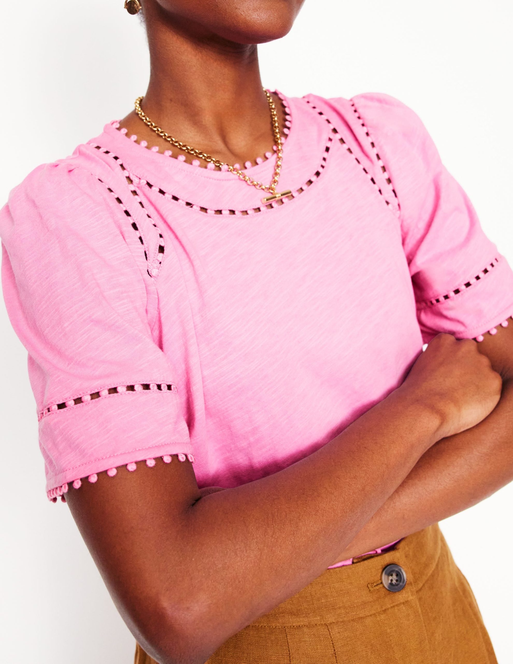 Mila Trim Detail Top-Meadowsweet Pink - Image 2