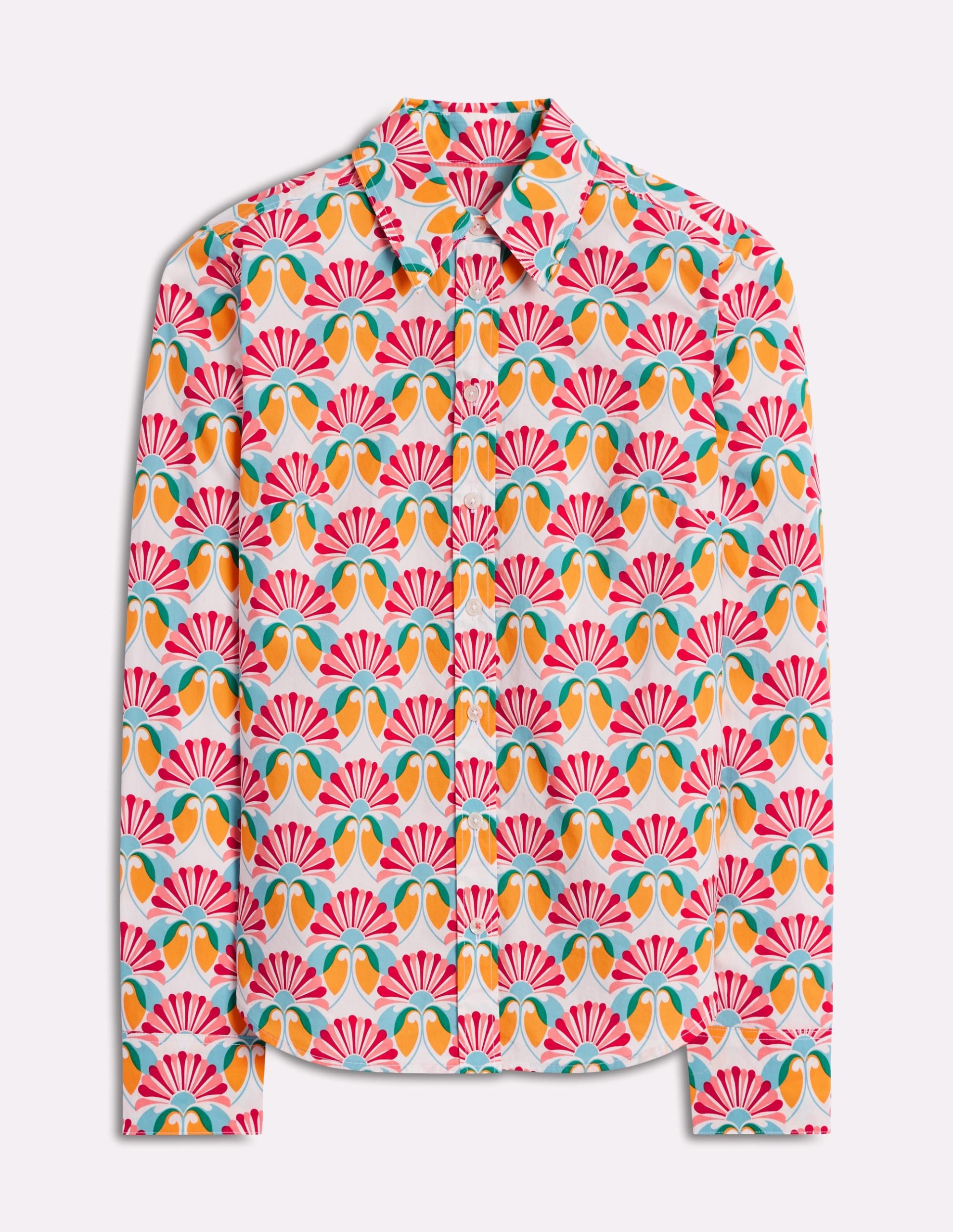 Sienna Cotton Shirt-Ivory. Daisy Bloom Geo - Image 6