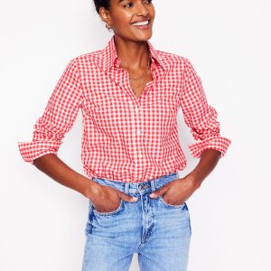 Sienna Cotton Shirt-Jam Red Gingham