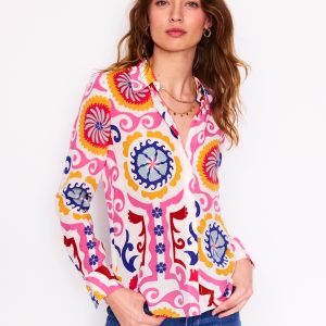Sienna Silk Shirt-Multi. Ornamental Wave
