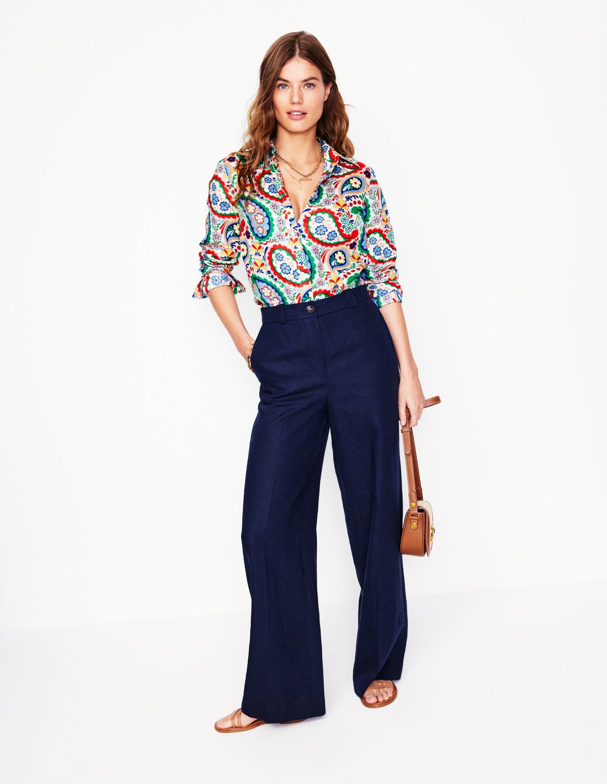 Sienna Linen Shirt-Multi Meadow Paisley - Image 7