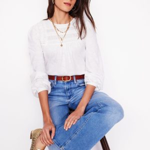 Pintuck Yoke Top-White