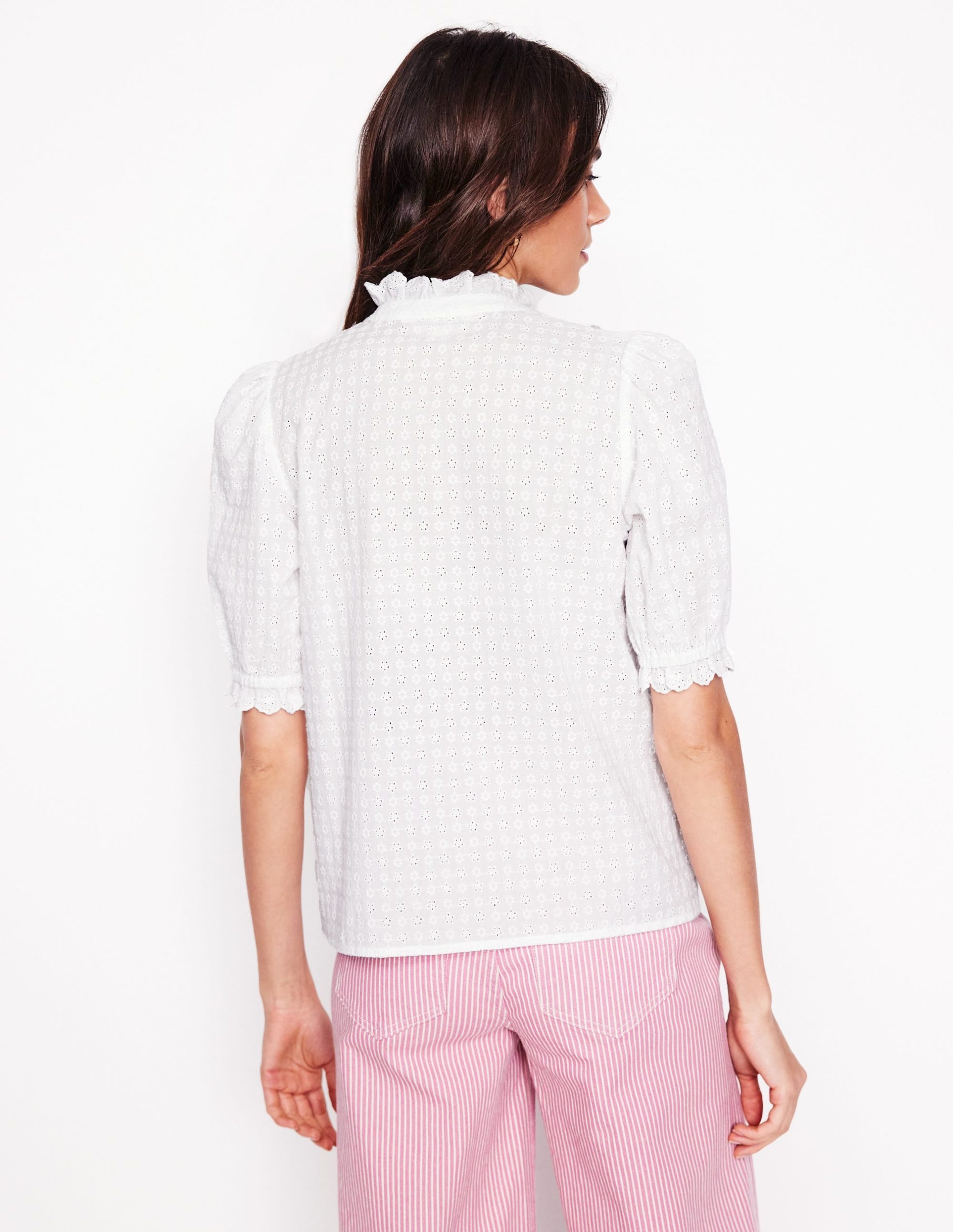 Feminine Cotton Blouse-White - Image 3