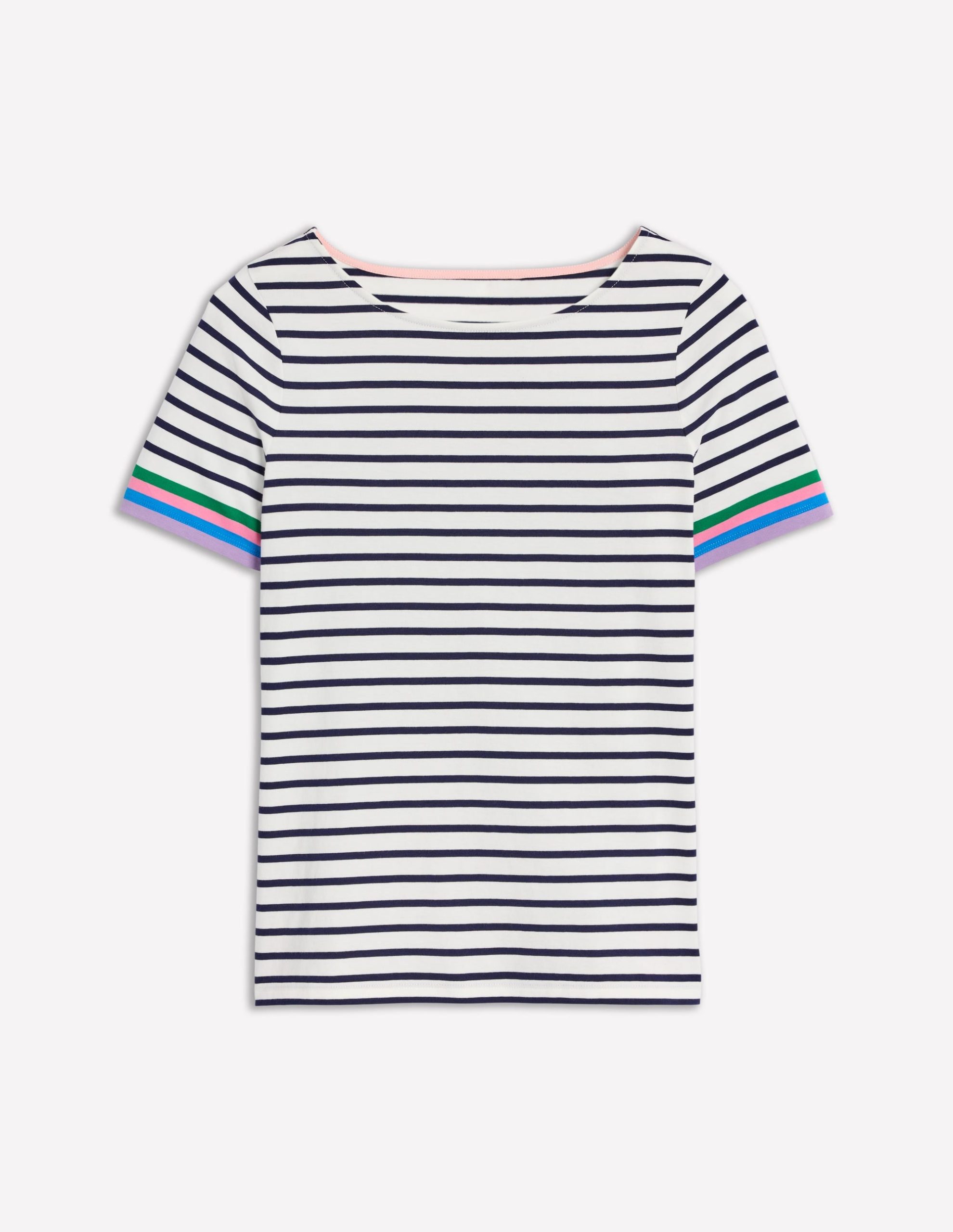 Ella Short Sleeve Breton-Emerald. Purple Sleeve Stripe - Image 5