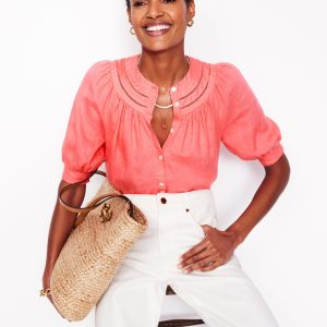 Bea Linen Top-Azealia Pink