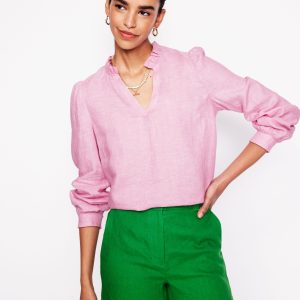 Grace Linen Top-Meadowsweet Pink Chambray