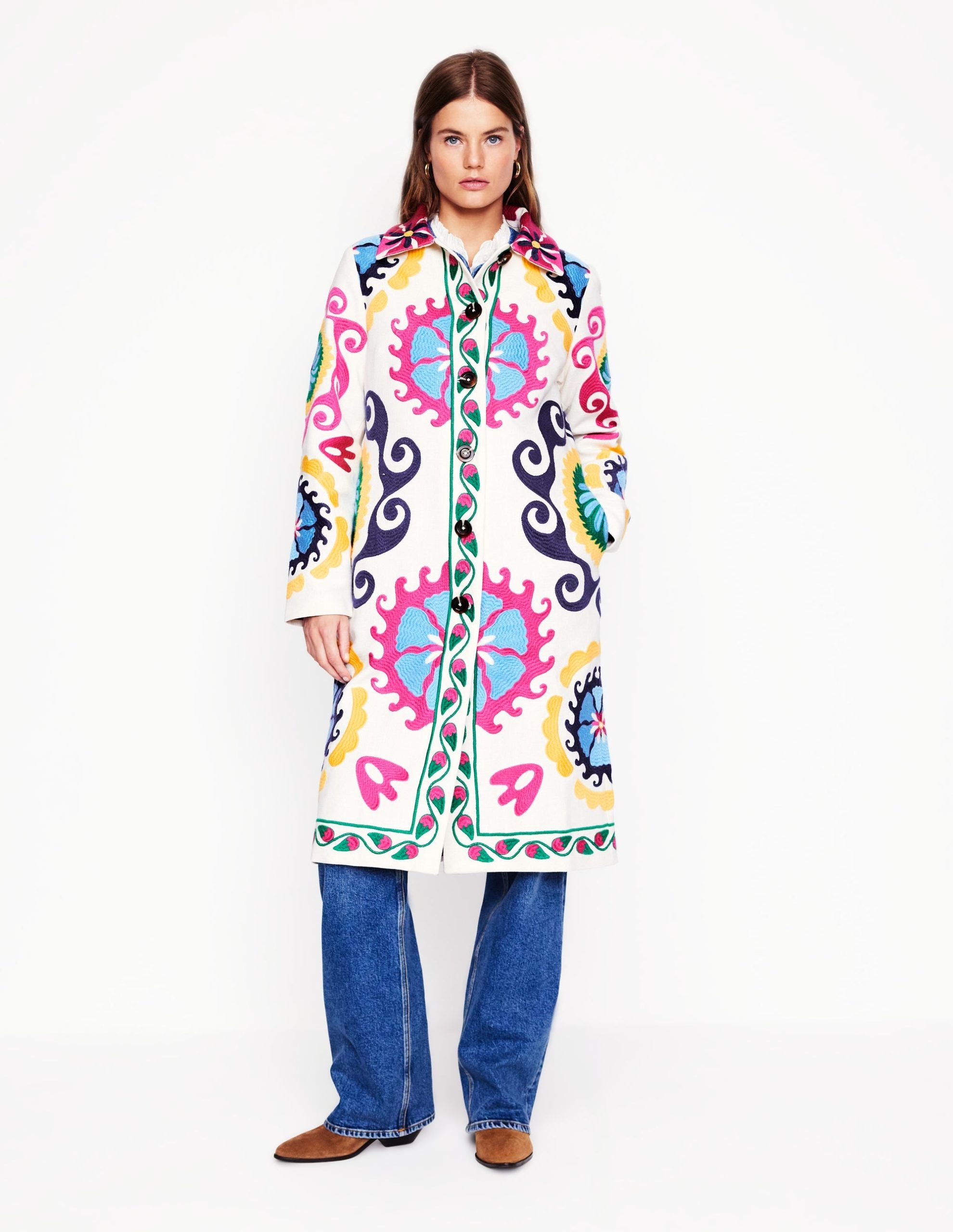 Embroidered Souvenir Coat-Multi. Ornamental Wave - Image 6