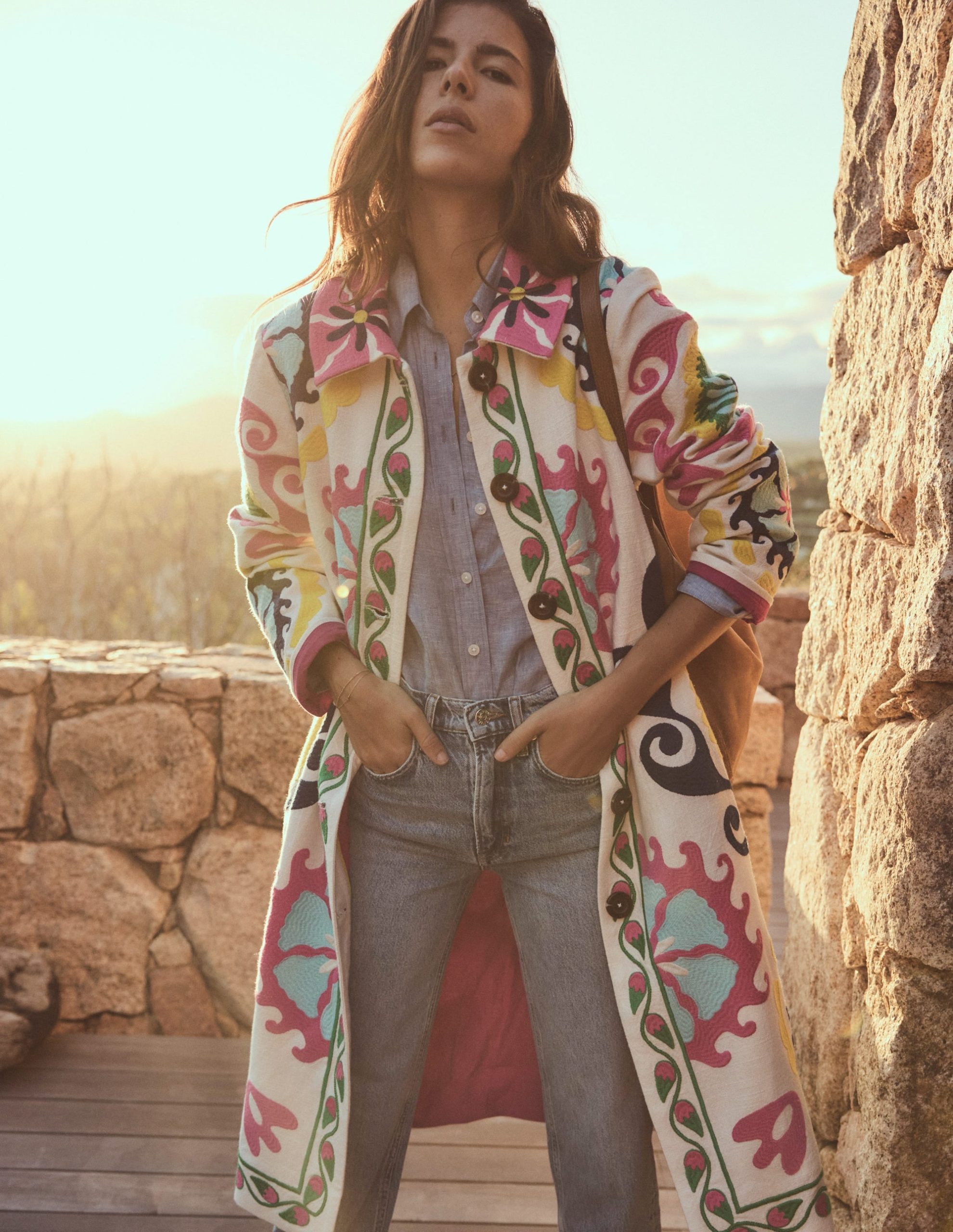 Embroidered Souvenir Coat-Multi. Ornamental Wave - Image 2