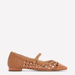 Penelope Mary Jane Flat-Tan Weave