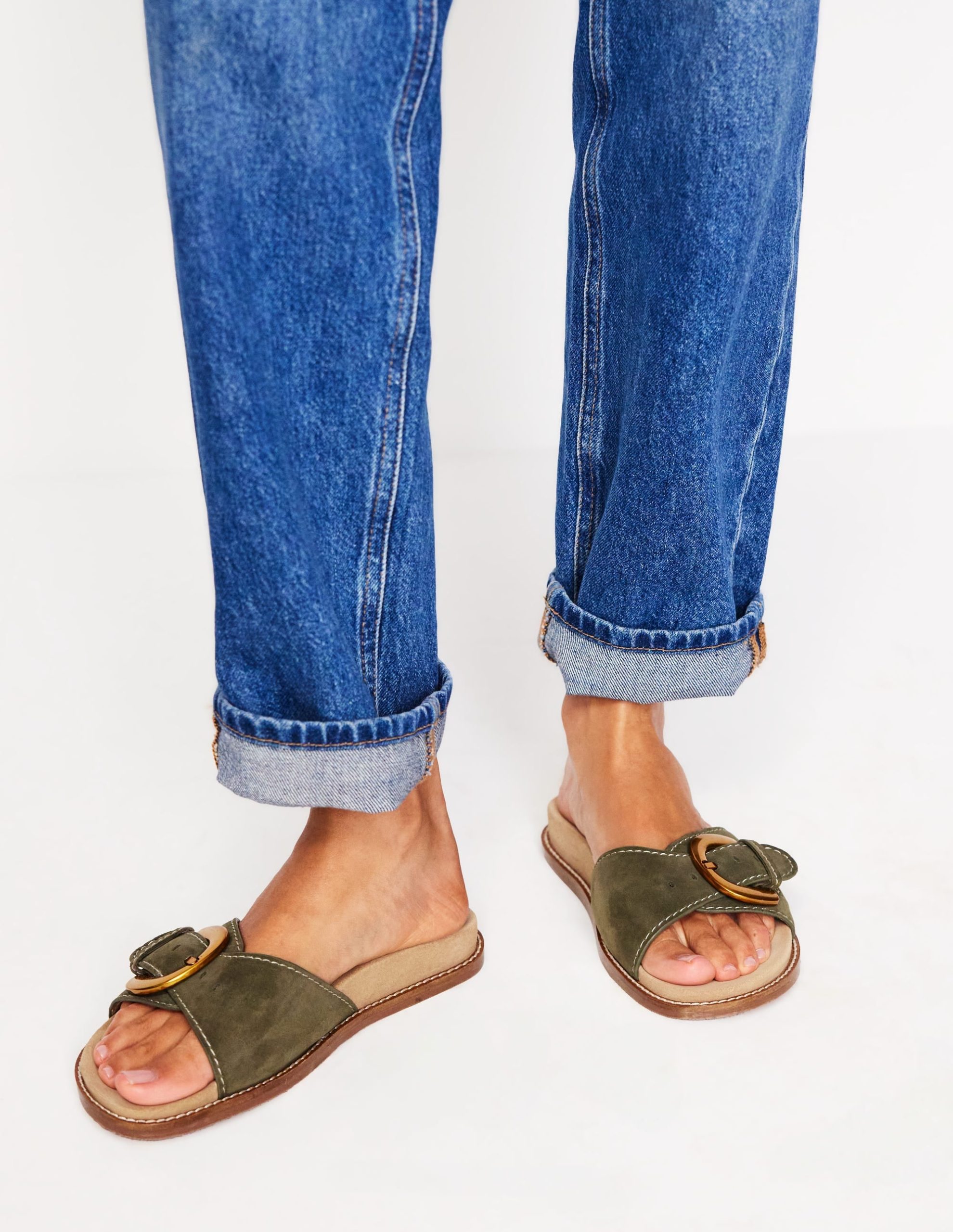 Hardware Mule Sandal-Deep Olive - Image 2