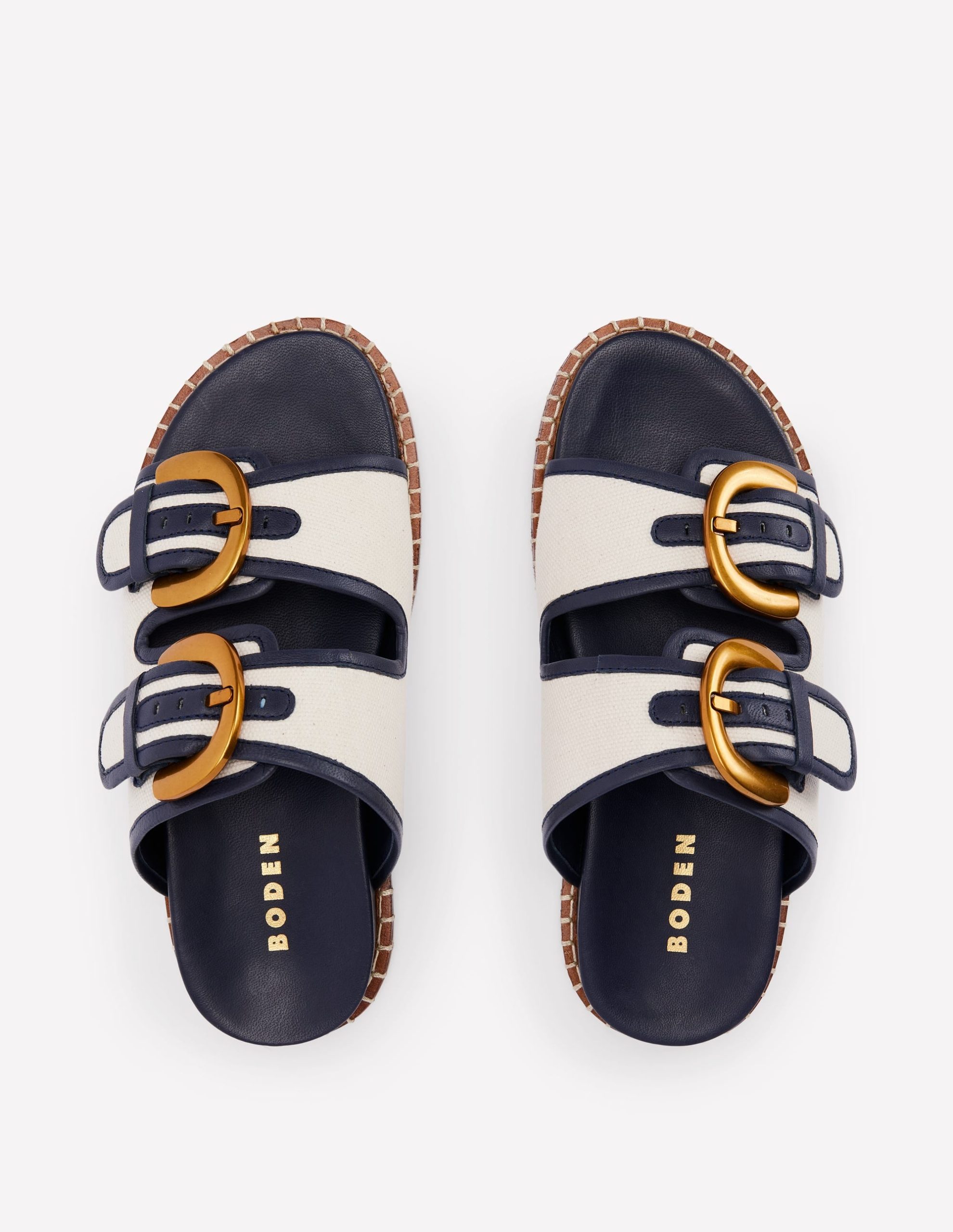 Alberta Footbed Sandals-Ivory/Navy - Image 4
