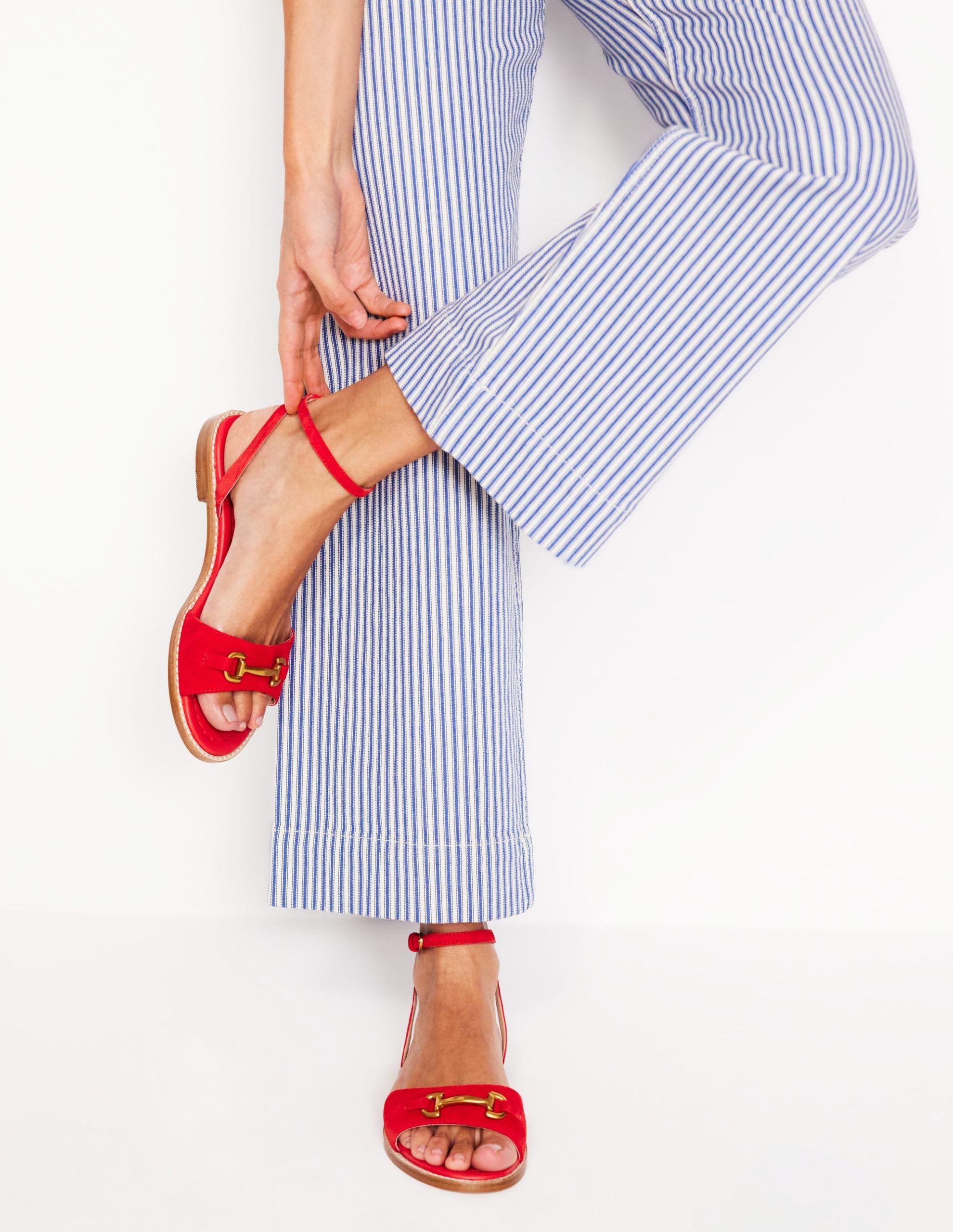 Iris Snaffle Flat Sandals-Post Box Red - Image 2