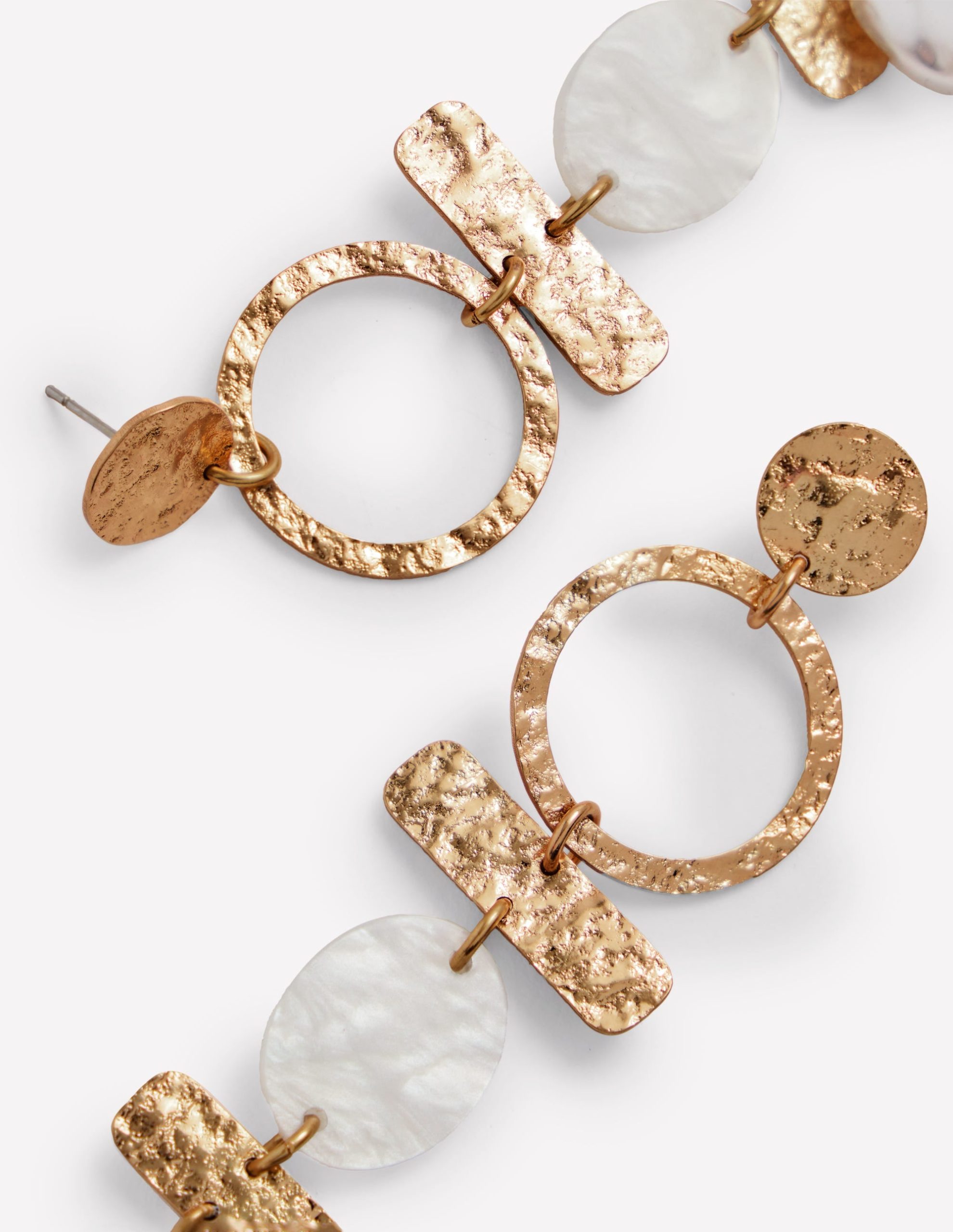 Statement Drop Earrings-Gold Colour/ Faux Pearl - Image 3