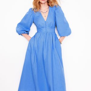 Lola Blouson Maxi Dress-Ocean Blue