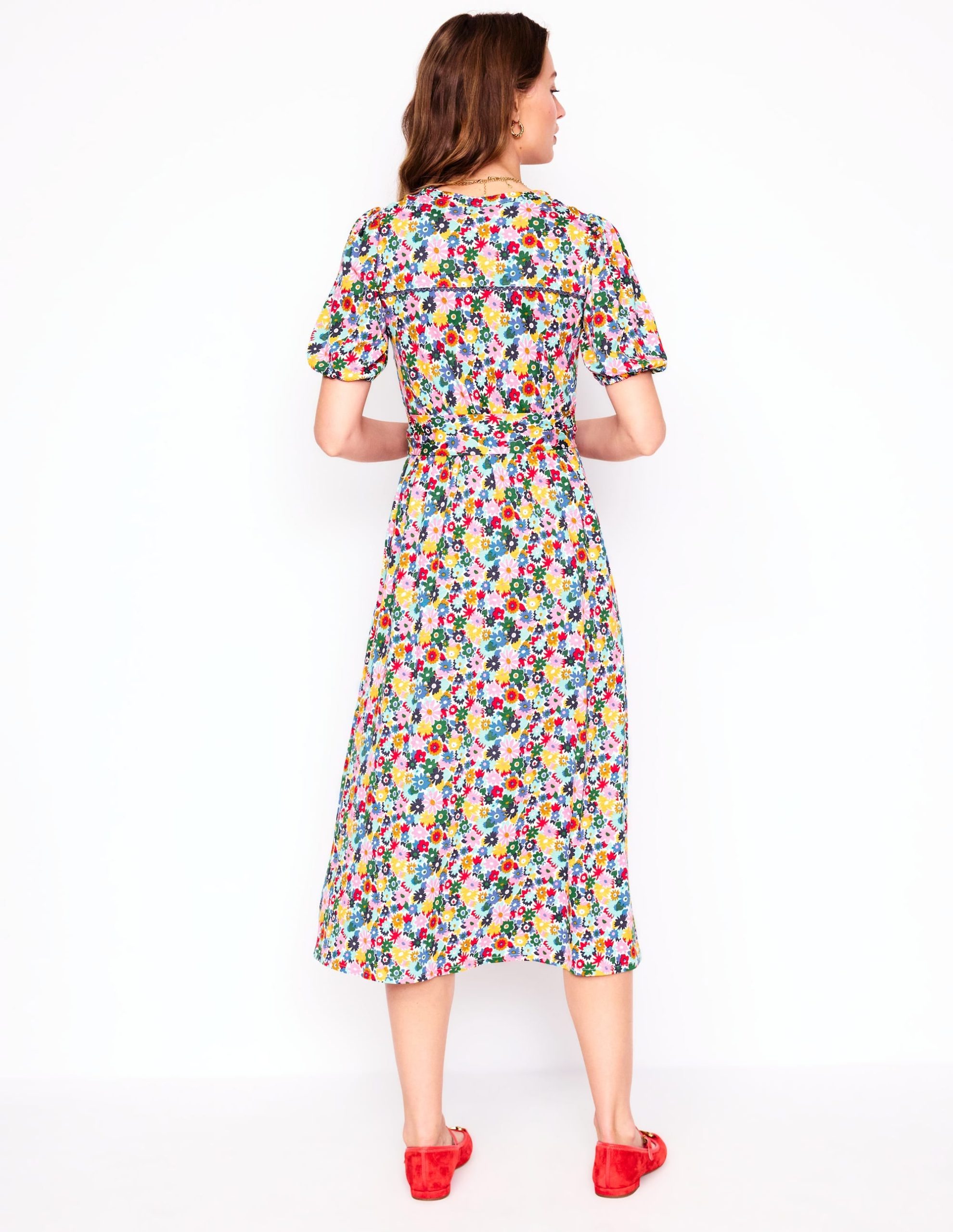 Sofia Trim Jersey Midi Dress-Multi. Paintbox Ditsy - Image 4