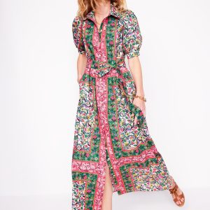 Alexa Maxi Shirt Dress-Multi. Enchanting Vine
