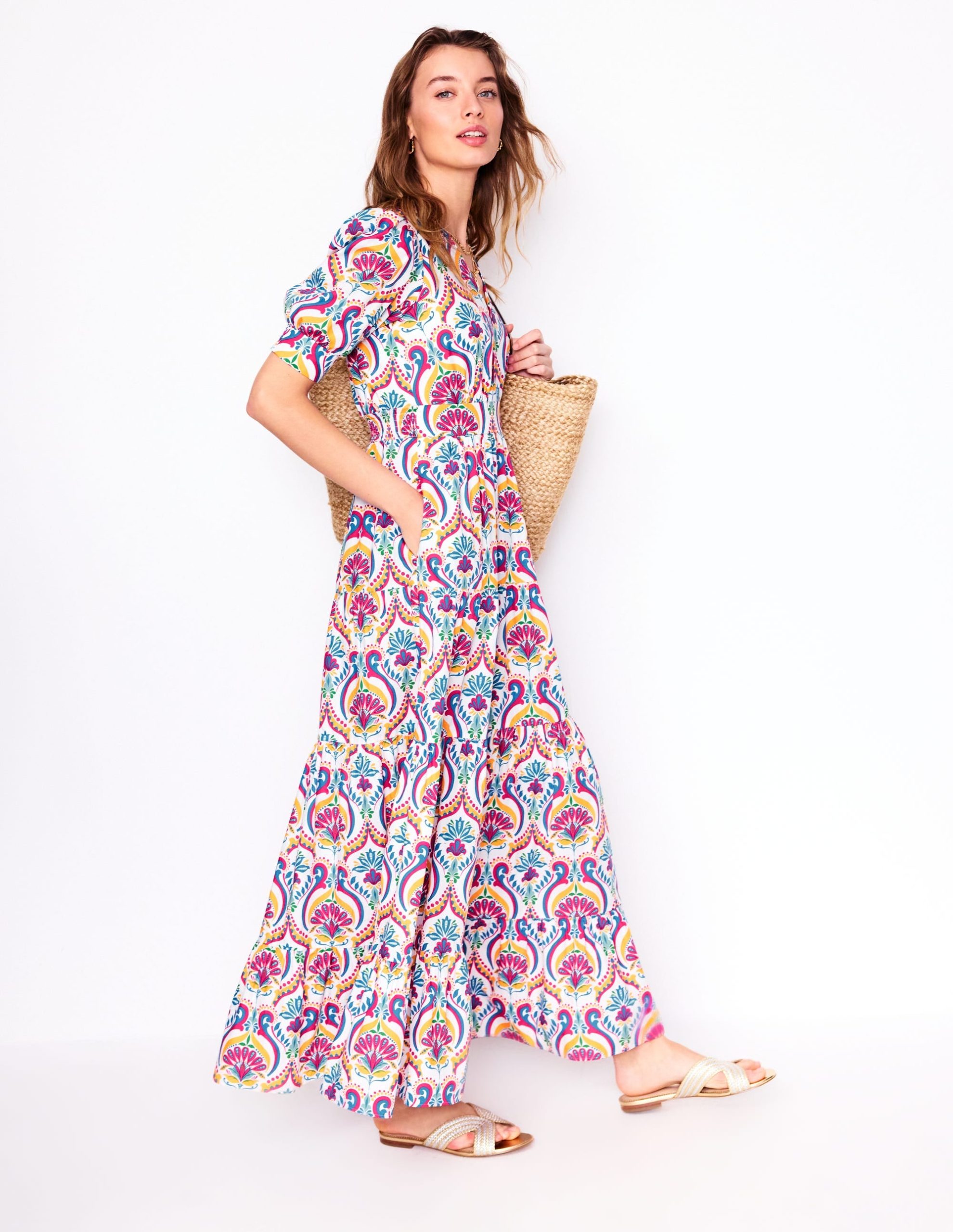 Bella Puff Sleeve Maxi Dress-Multi. Ornamental Floral - Image 6