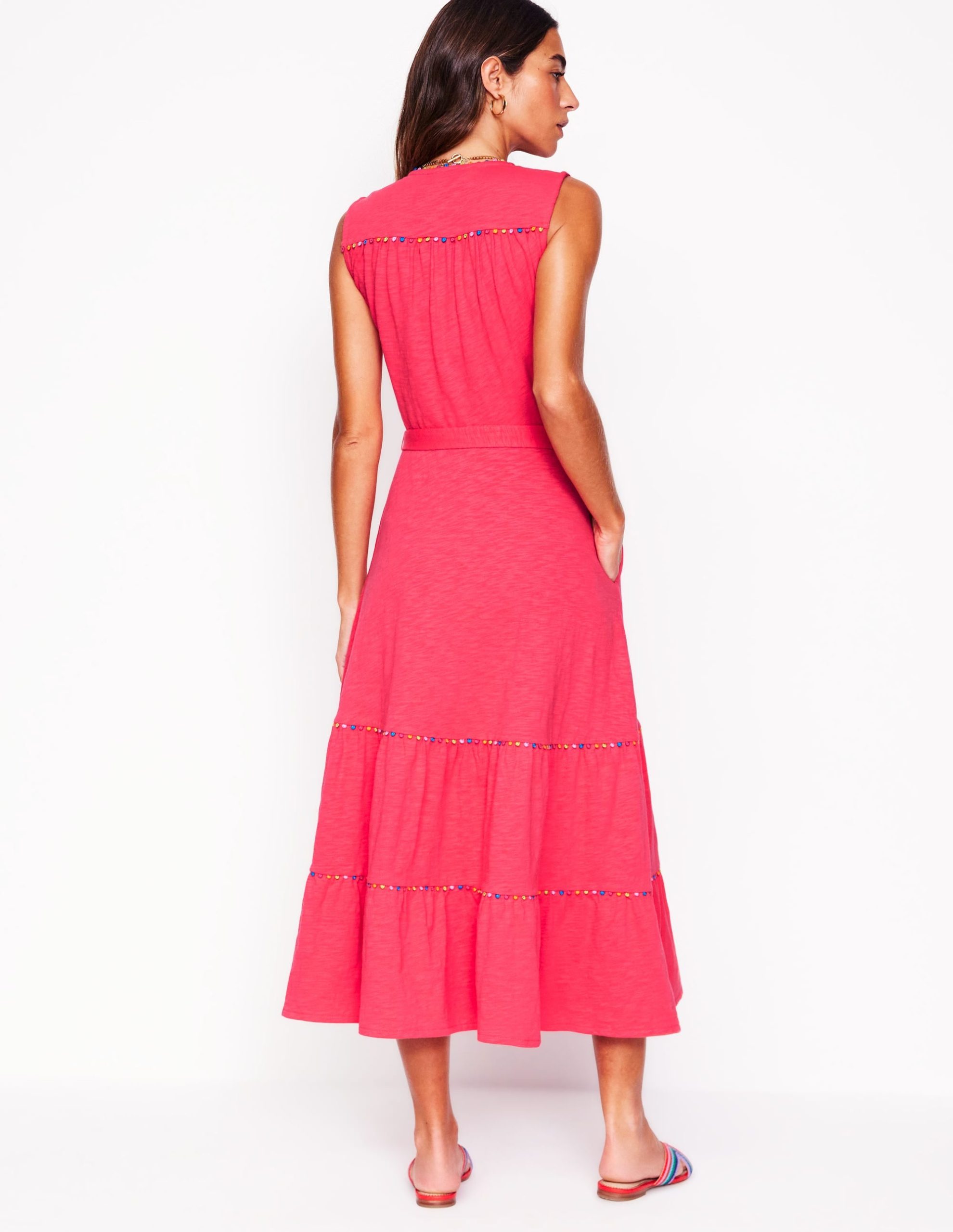 Tara Trim Tiered Jersey Dress-Camelia Pink - Image 3