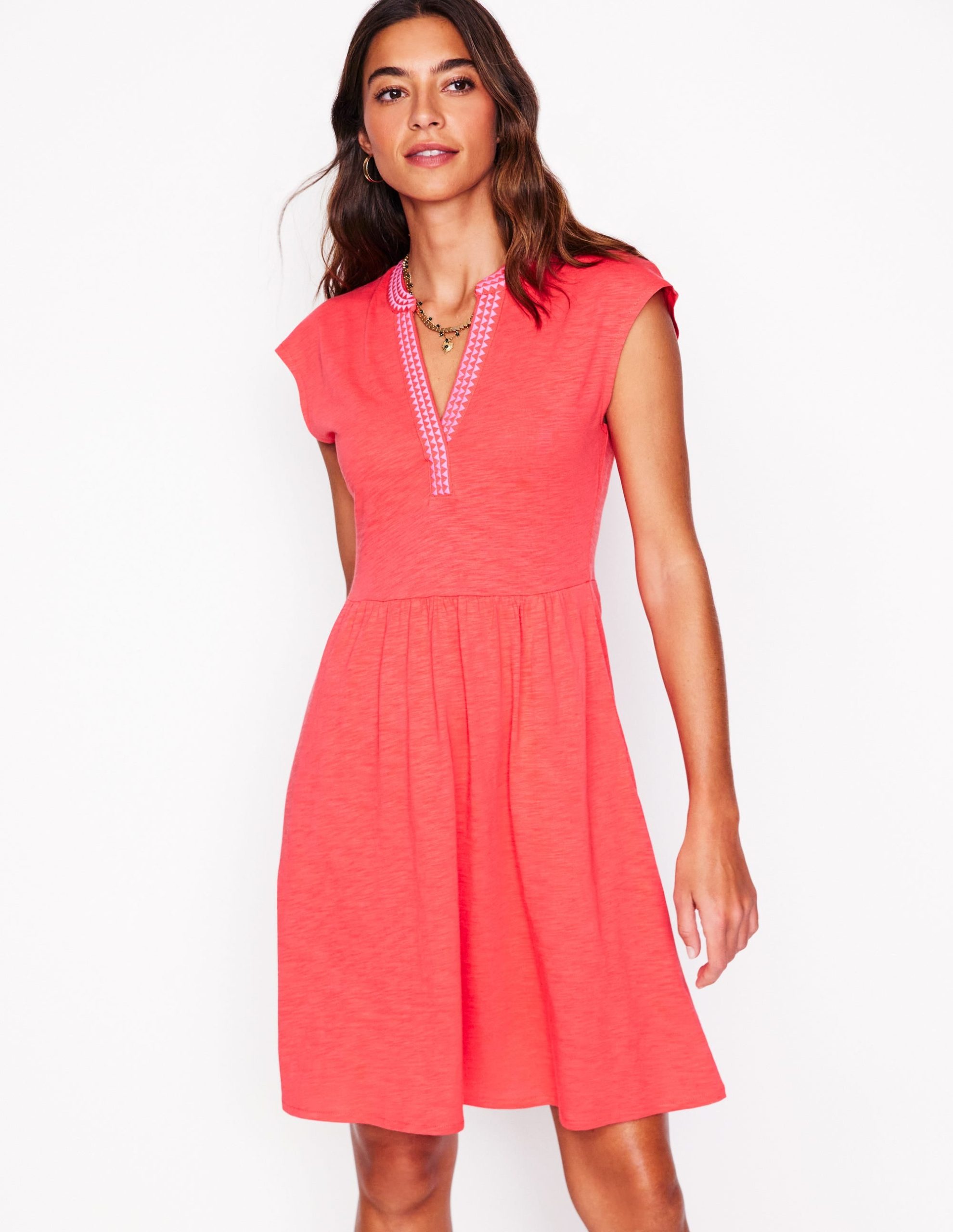 Chloe Embroidered Short Dress-Jam Red - Image 4