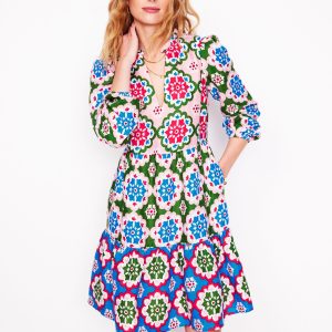 Esme Linen Mini Dress-Multi. Bloom Geo