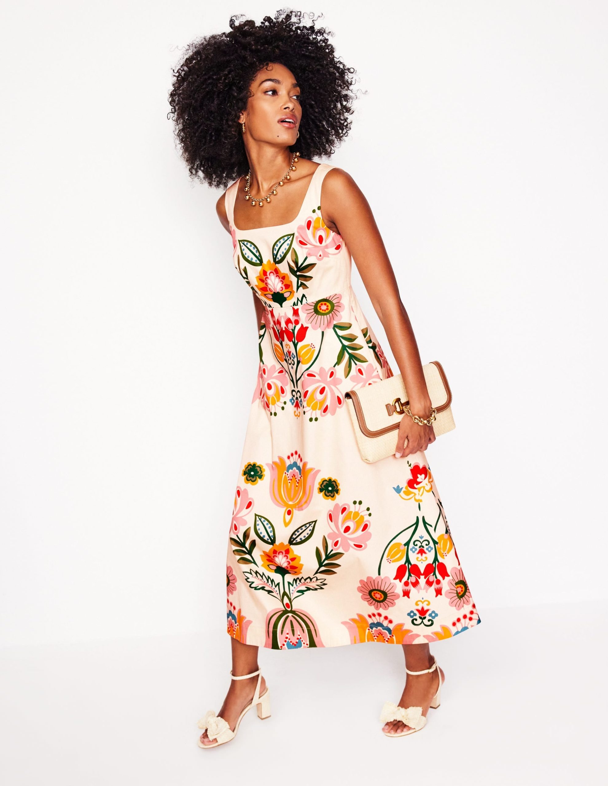 Square Fit & Flare Dress-Ivory. Tulip Fusion