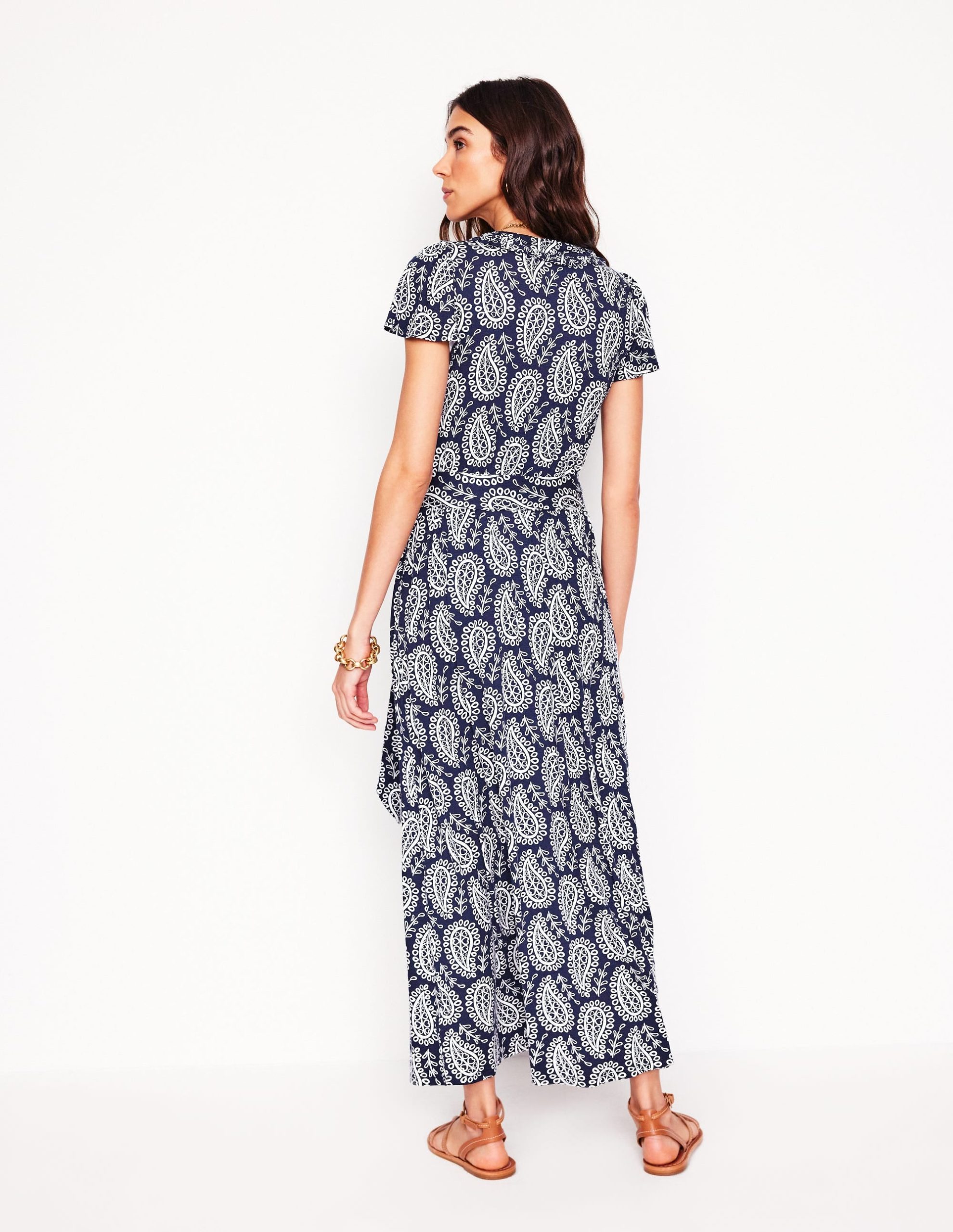 Nicola Jersey Tea Dress-French Navy. Paisley Heart - Image 3