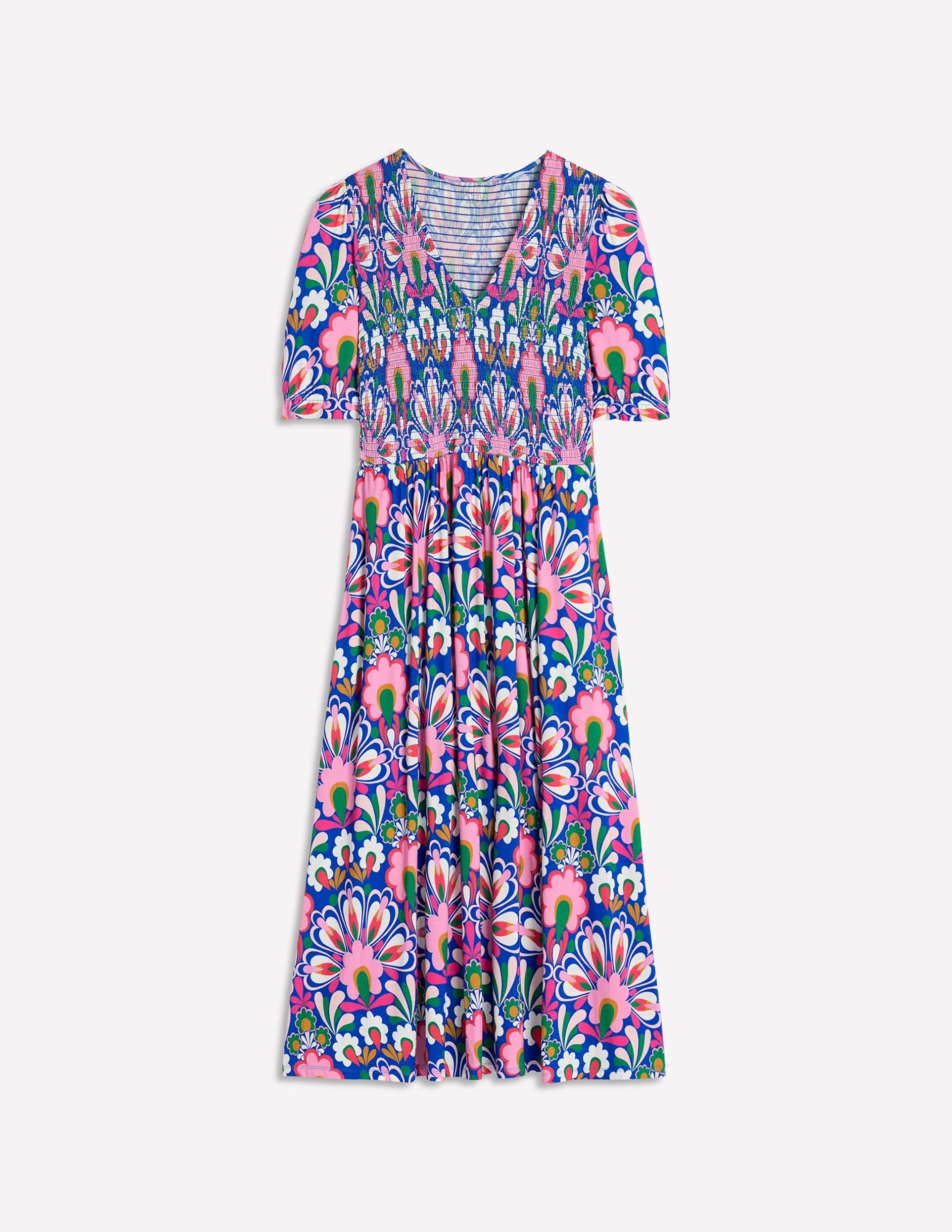 Bethany Smocked Jersey Dress-Gallery Blue. Dandelion - Image 7