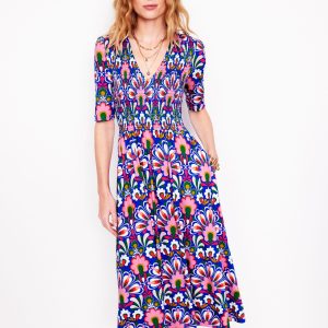 Bethany Smocked Jersey Dress-Gallery Blue. Dandelion