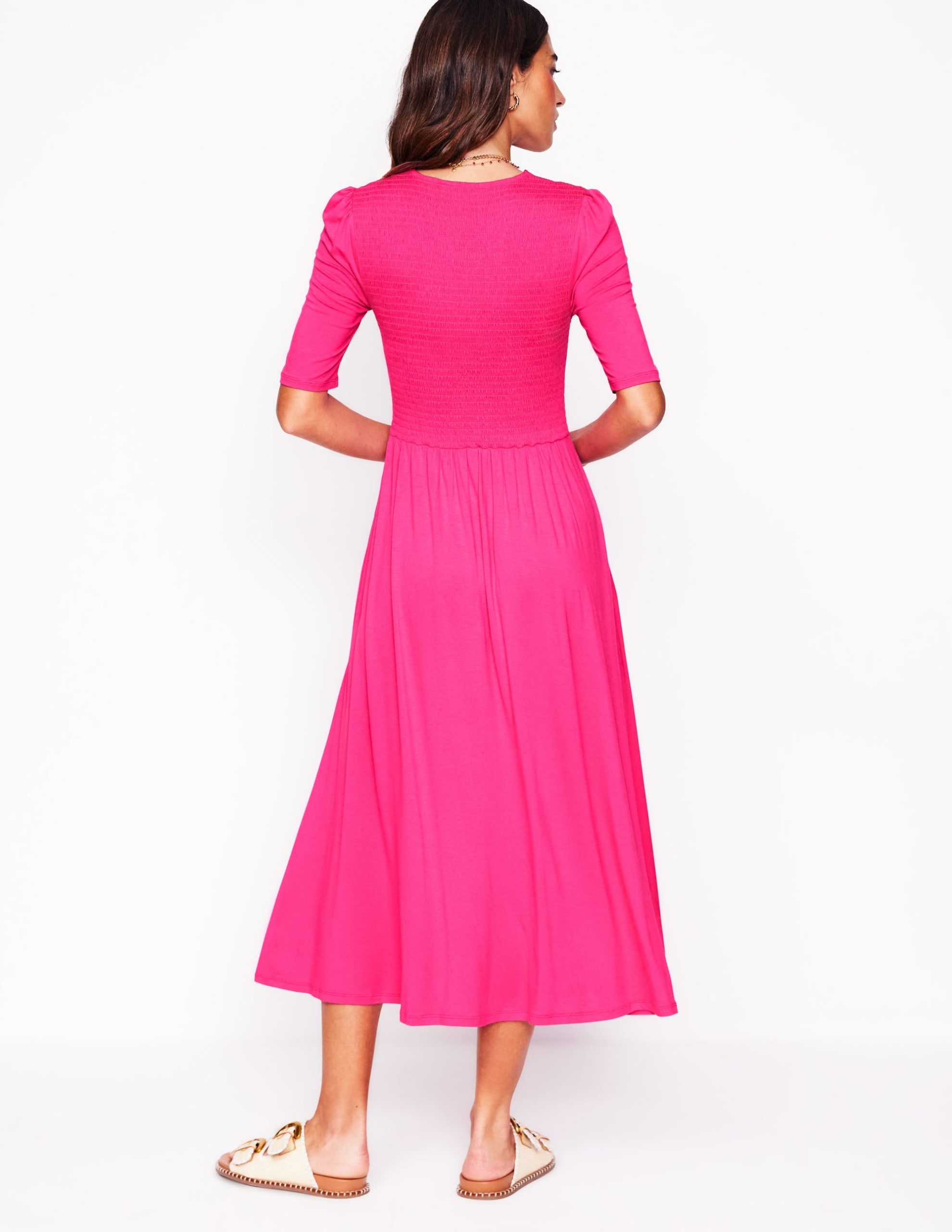 Bethany Smocked Jersey Dress-Pink Peony - Image 3