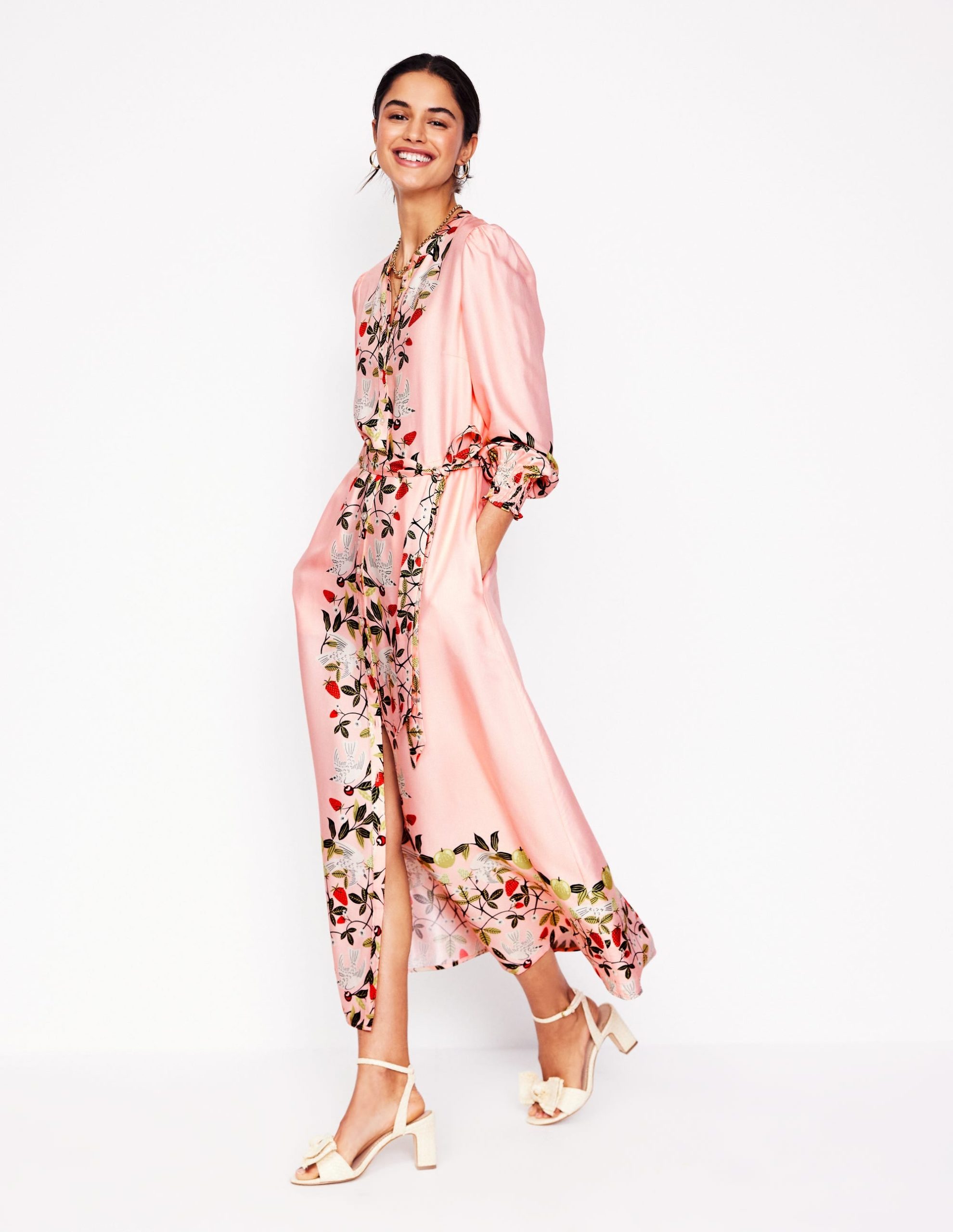 Ruby Collarless Shirt Dress-Pink. Bird Paradise - Image 4