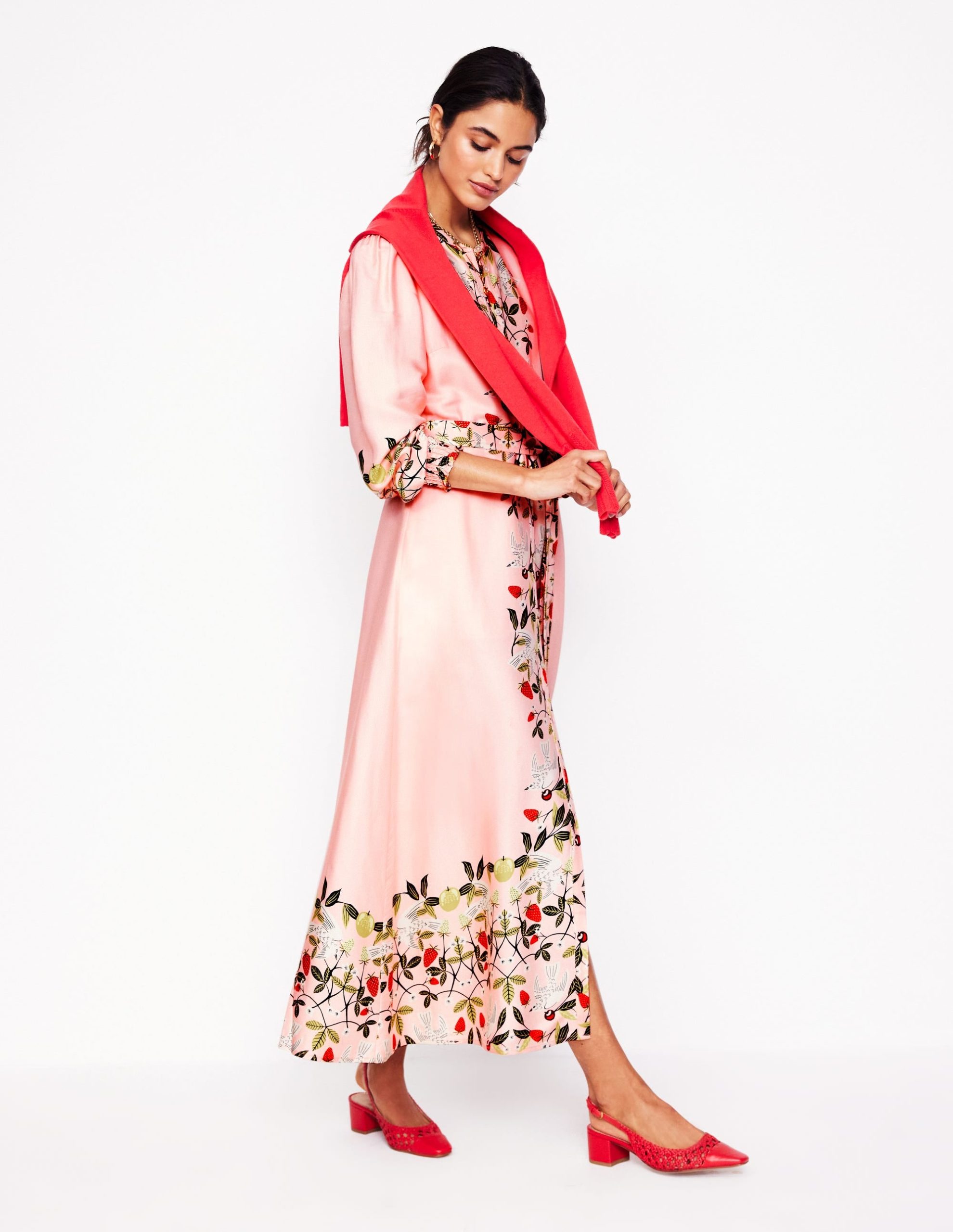 Ruby Collarless Shirt Dress-Pink. Bird Paradise - Image 6